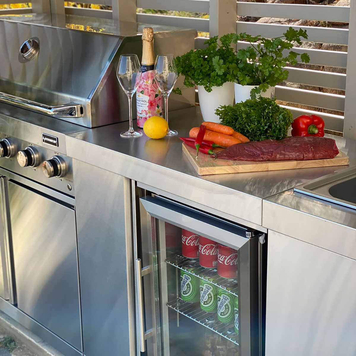Kjøleskap Modul Myoutdoorkitchen Stainless Collection med Oppbevaringsskap
