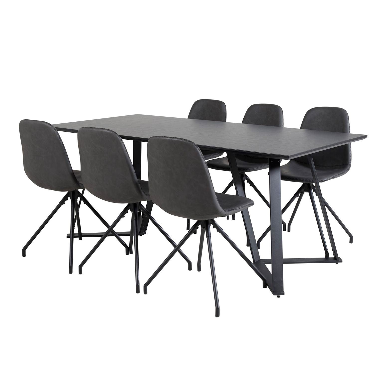 Spisegruppe Venture Home Madde med 6 Pobbie Stoler Kunstlær