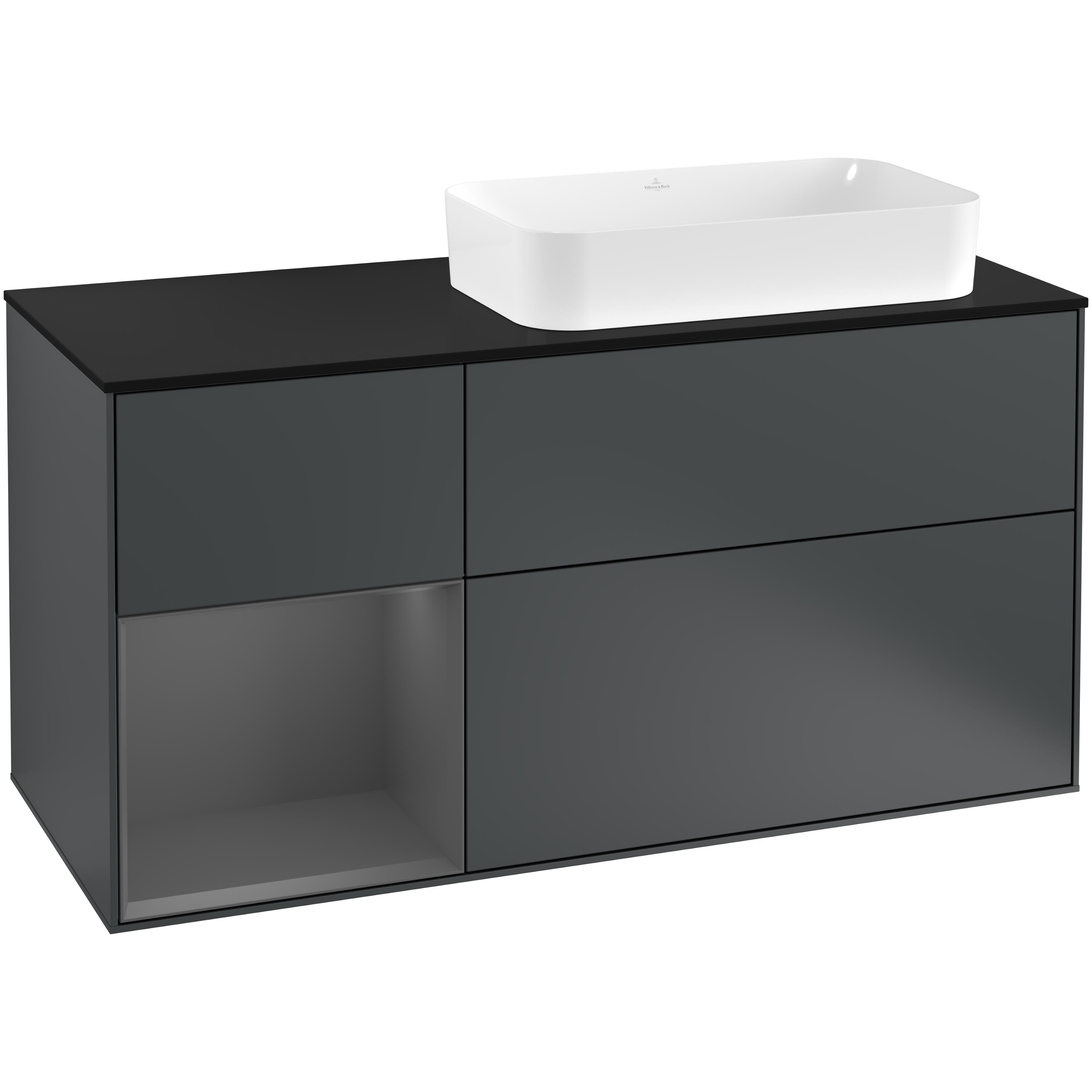 Tvättställsskåp Villeroy & Boch Finion med 3 Lådor Hylla och Bänkskiva för Ocentrerat Fristående Tvättställ