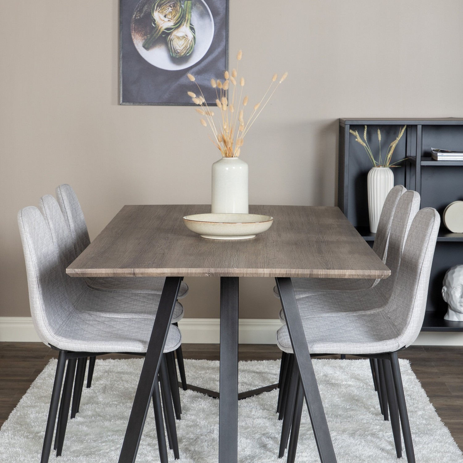 Spisegruppe Venture Home Madde med 6 Phoi Stoler Polyester