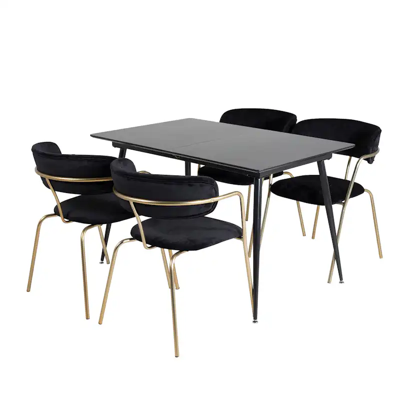 Spisegruppe Venture Home Silvia med Innleggsplate og 4 Aris Karmstoler
