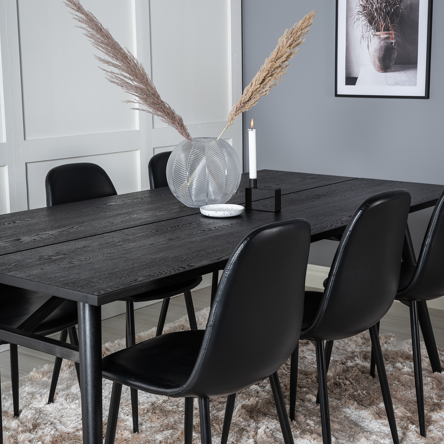 Spisegruppe Venture Home Salt med 6 Pobbie Stoler Lær