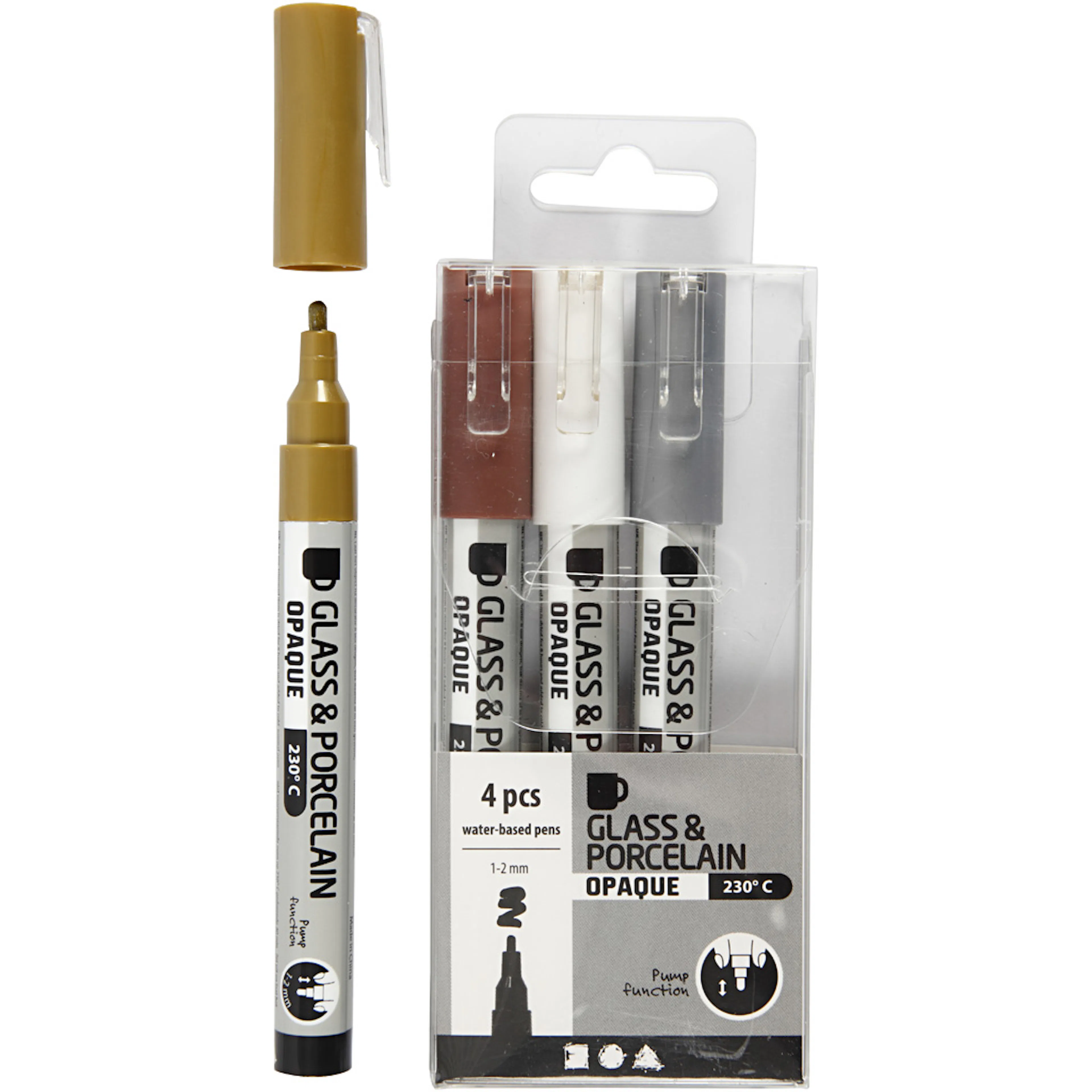 Glass- og Porselenstusj Creativ Company 31337 Semi Opaque 4 stk/1 Pk