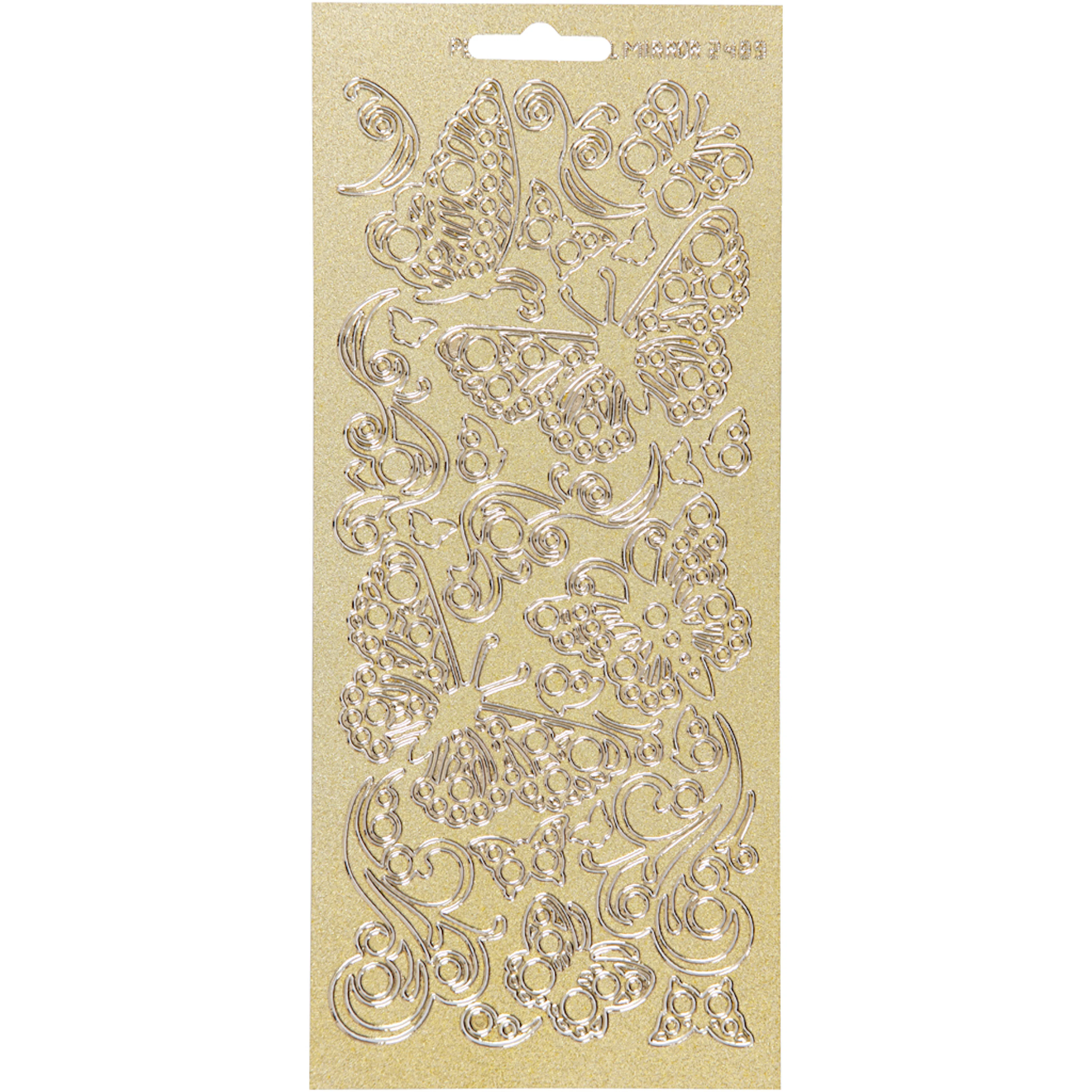 Stickers, guld, fjärilar, 10x23 cm, 1 ark Gull