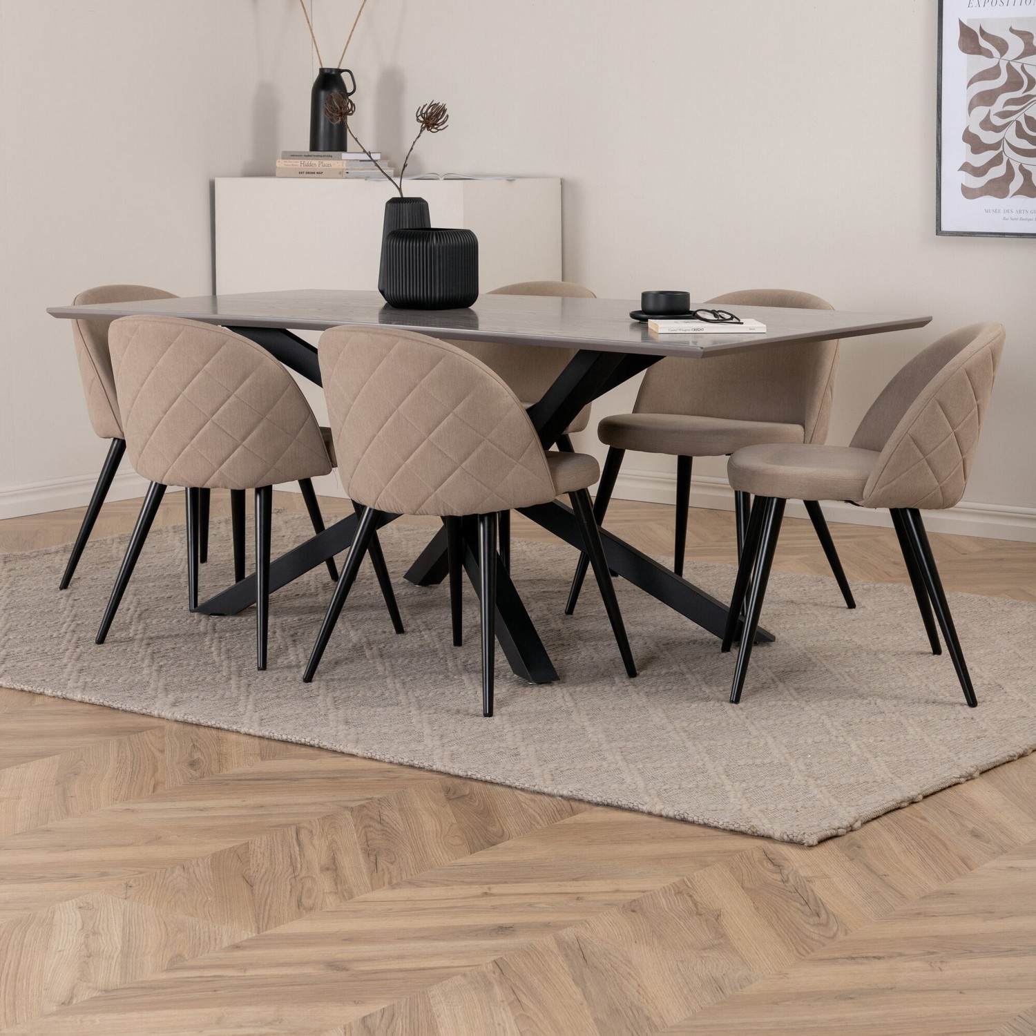 Spisegruppe Venture Home med Piata Spisebord og 6 Valentina Stitcthes Spisestoler