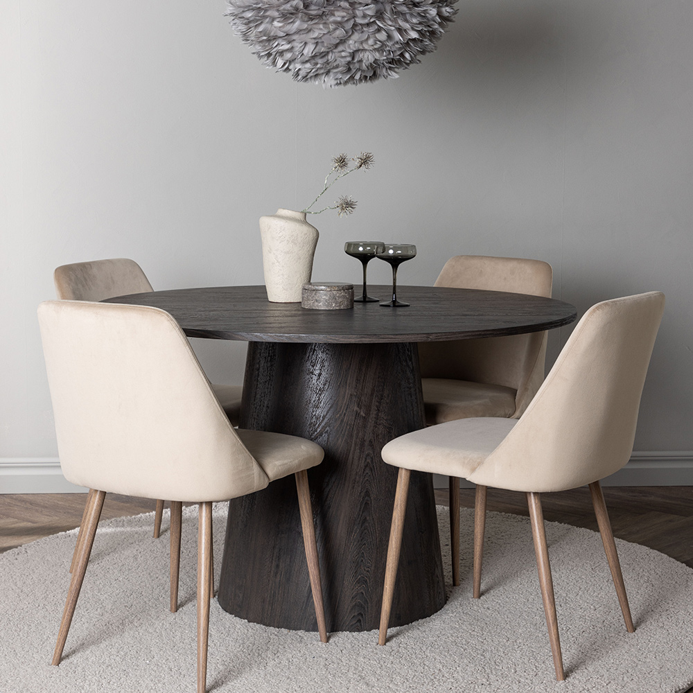 Spisegruppe Venture Home Lanzo Ø120 cm med 4 stk Night Stoler