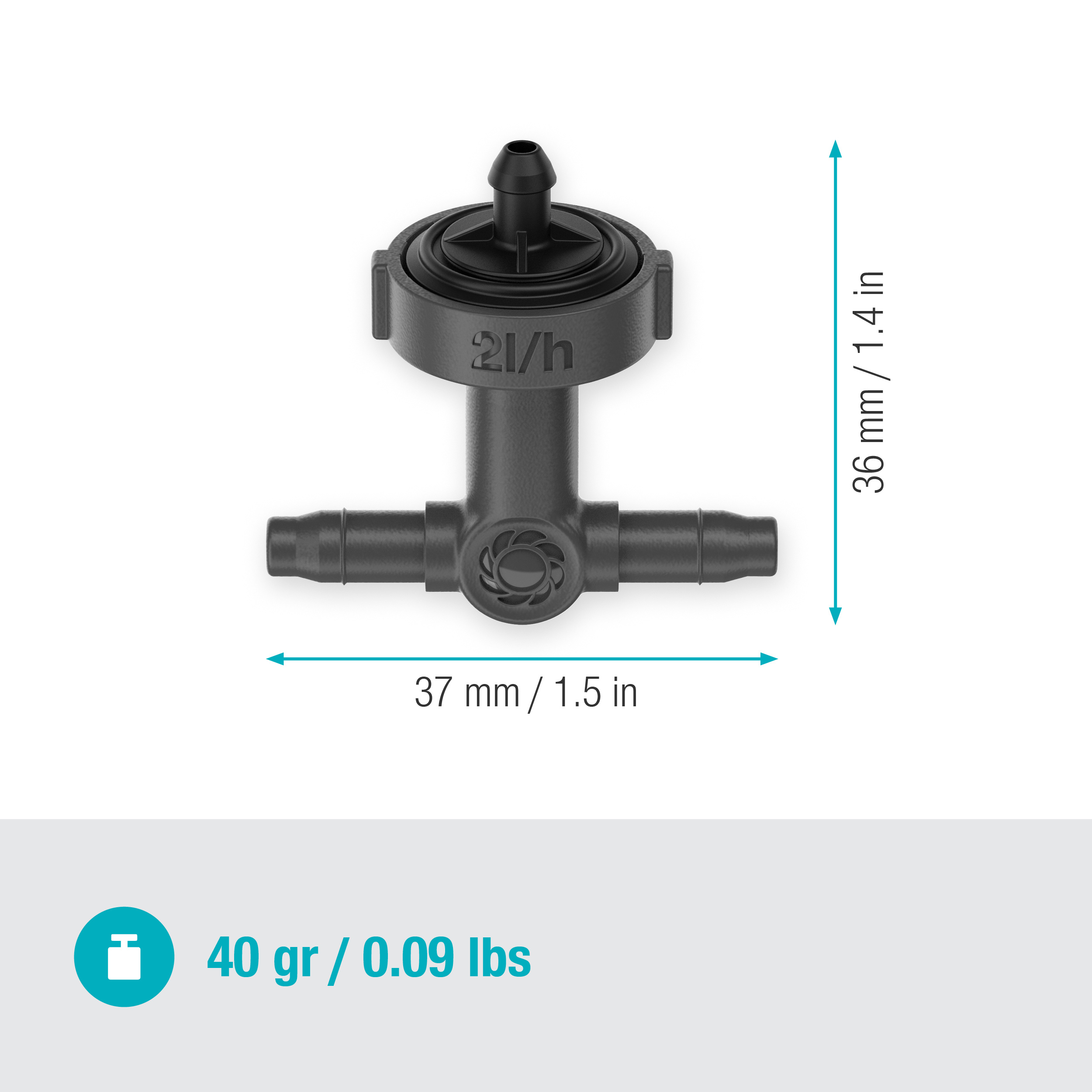 Dryppfordeler Gardena Micro-Drip Inline 2 l/h Trykkregulerende