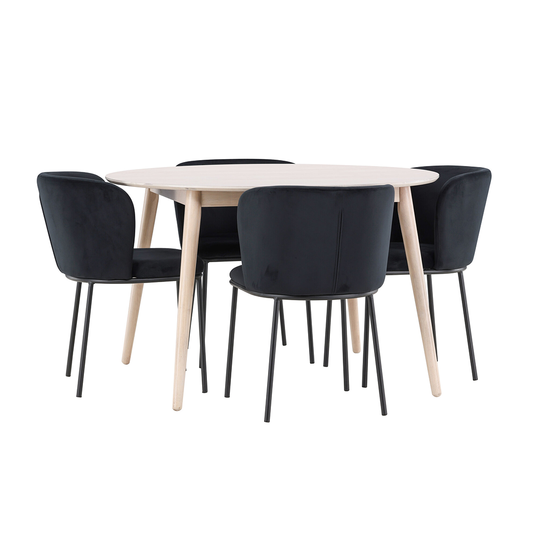Spisegruppe Venture Home Flora Ø120 cm med 4st Edina Spisestoler