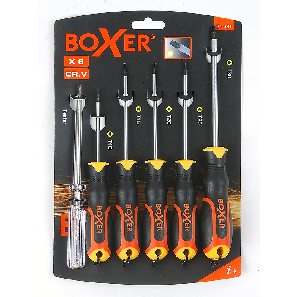 Skrutrekkersett Boxer Torx 6-deler