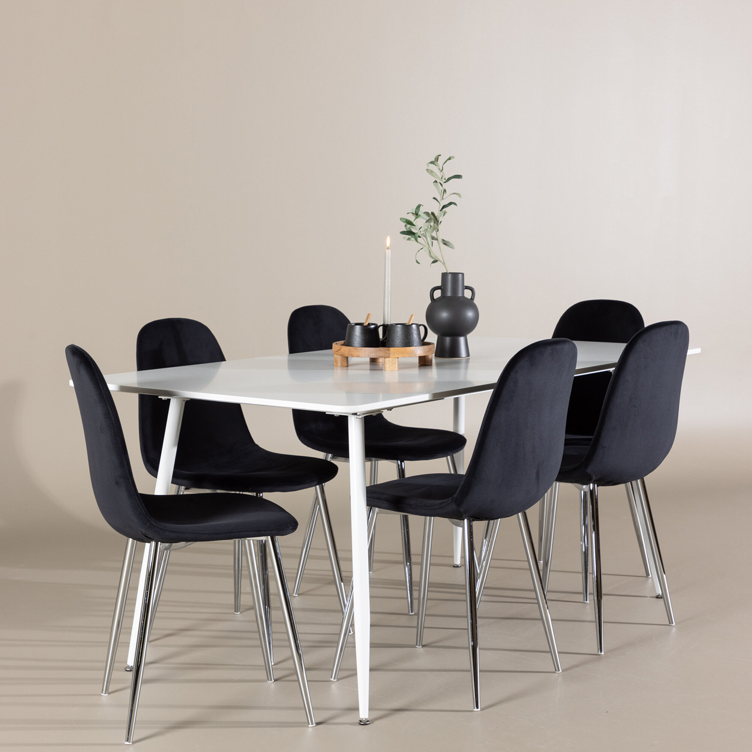 Spisegruppe Venture Home Silar 180 med 6 stk Polar Stoler Fløyel