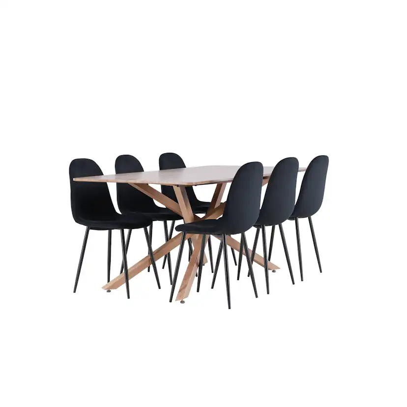 Spisegruppe Venture Home Piazza 180 med 6 stk Polar Stoler Fløyel