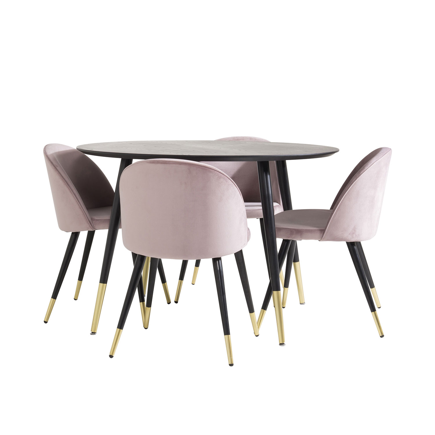 Spisegruppe Venture Home Dipp med 4 Velvet Stoler Rundt