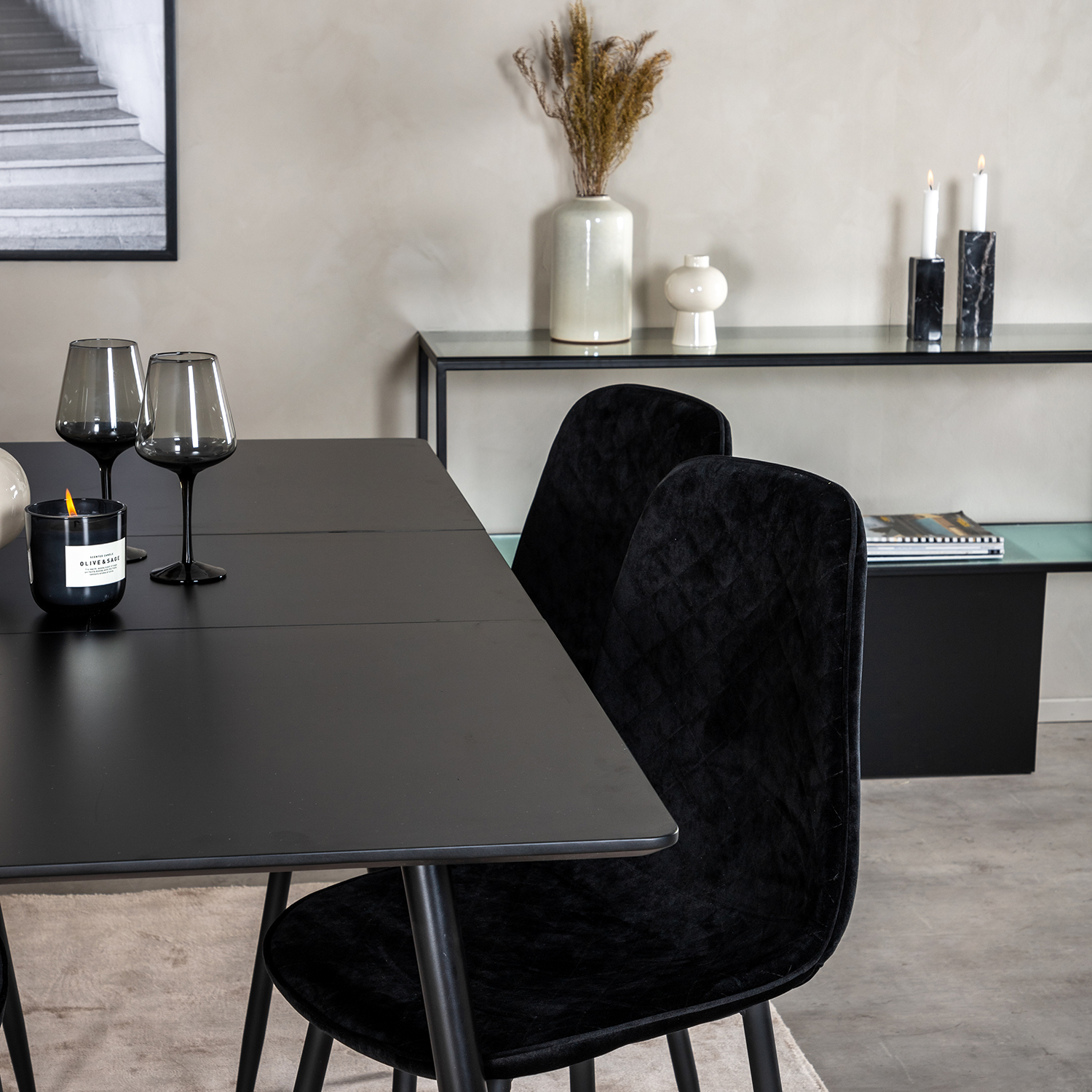 Spisegruppe Venture Home Silvia med Innleggsplate og 4 Phoi Stoler