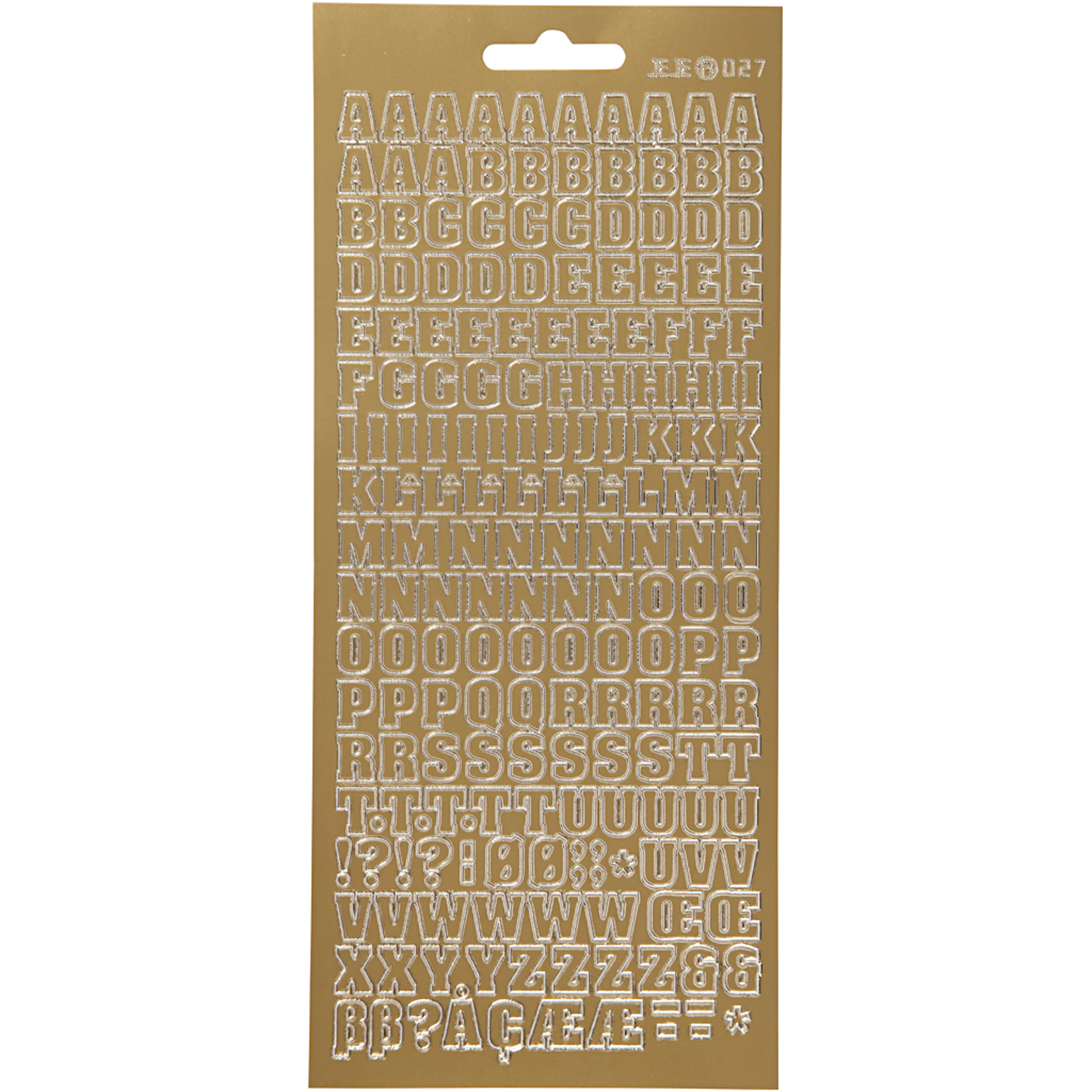 Stickers, guld, bokstäver, 10x23 cm, 1 ark Gull