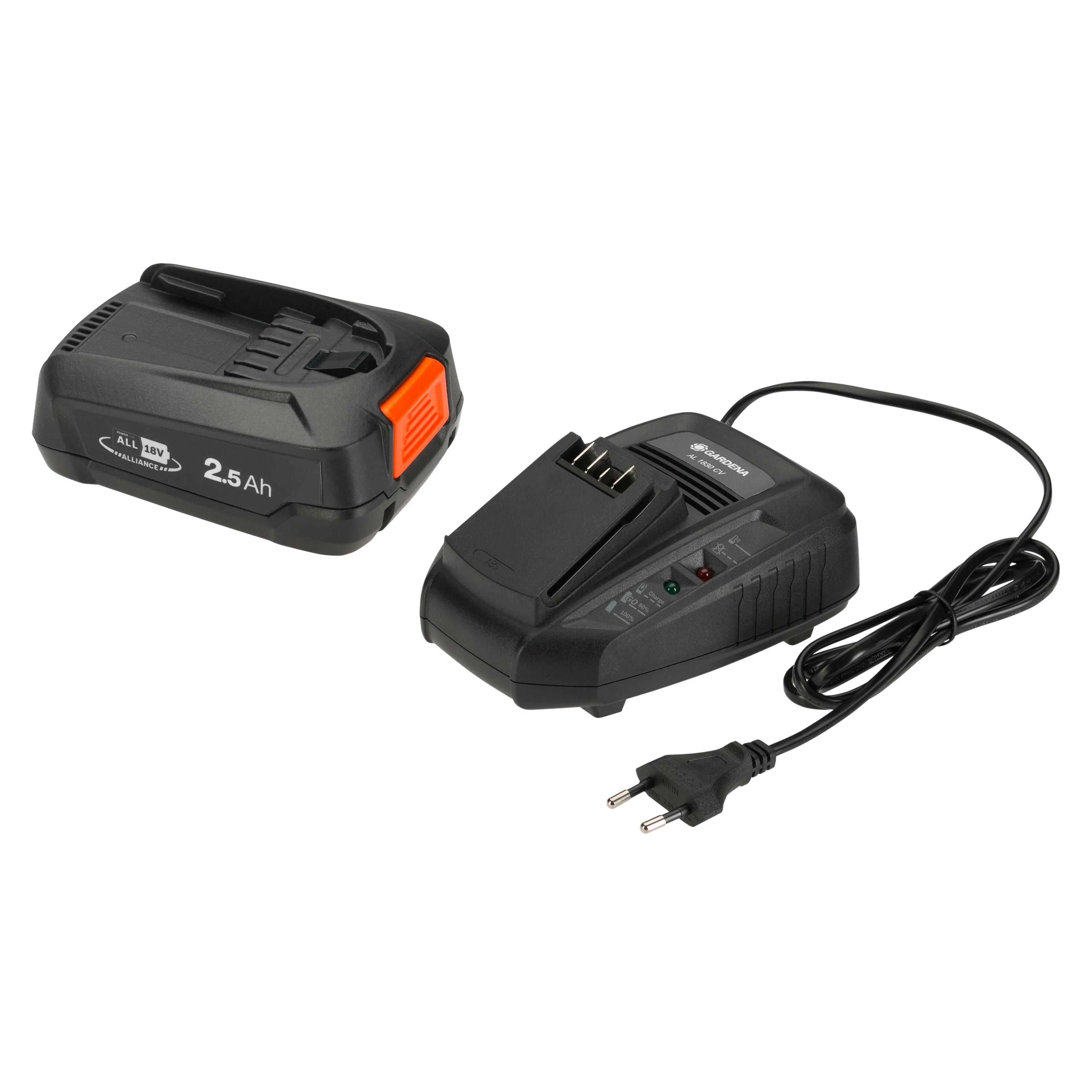 Batteri og Hurtiglader Gardena P4A PBA 18/45 + AL1830 2,5Ah Startkit