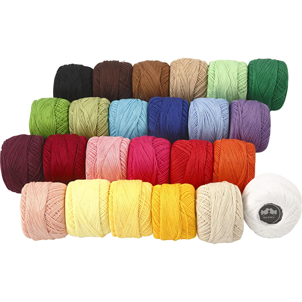 Bomullsgarn Creativ Company Mercerisert Ass Farger 24x20 g/1 Pk