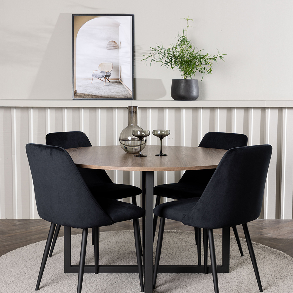 Spisegruppe Venture Home Durango Ø120 cm med 4 stk Night Stoler