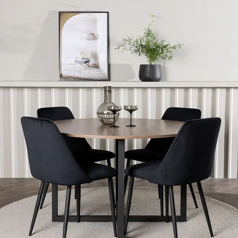 Spisegruppe Venture Home Durango Ø120 cm med 4 stk Night Stoler