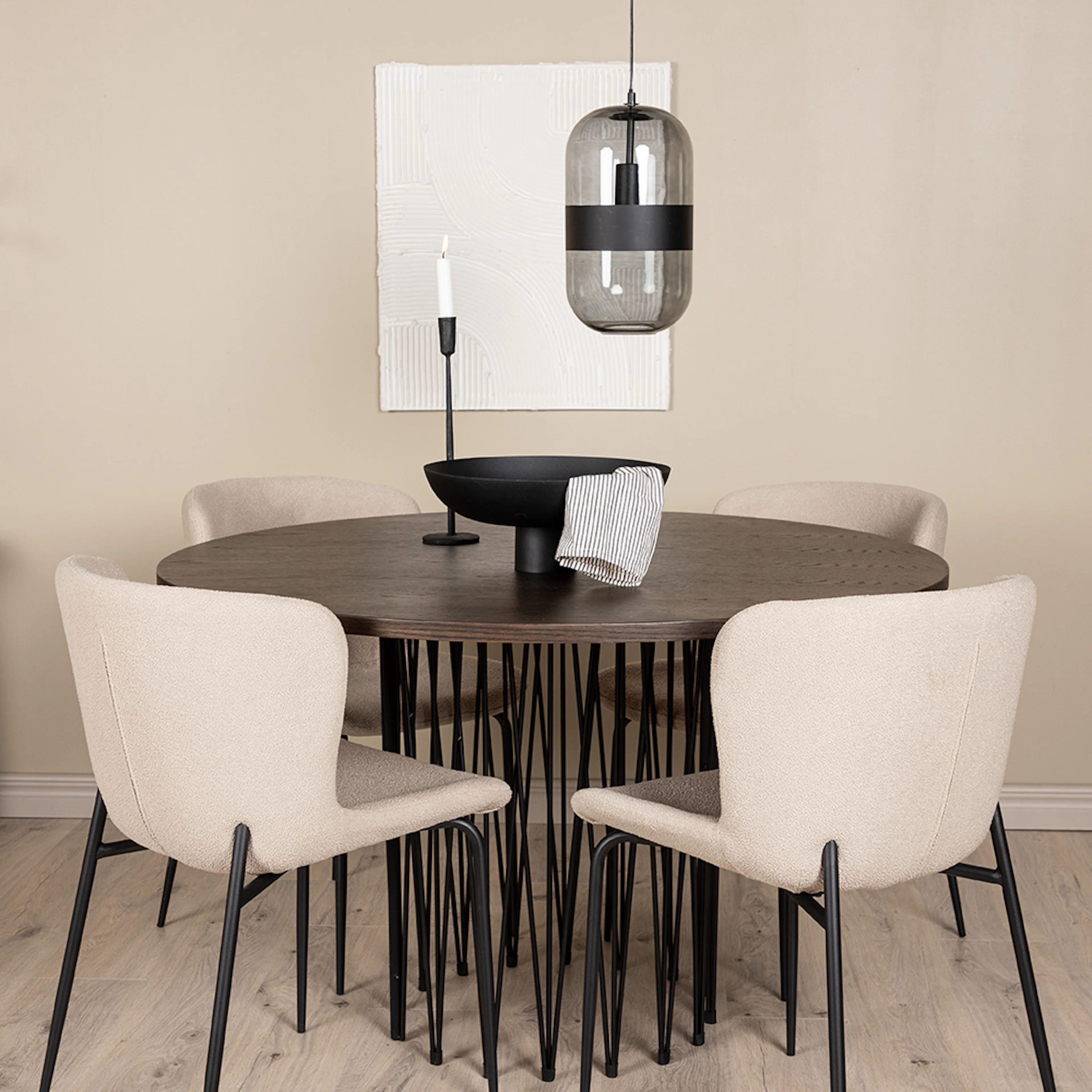 Spisegruppe Venture Home Stone Rund med 4 Modesto Stoler