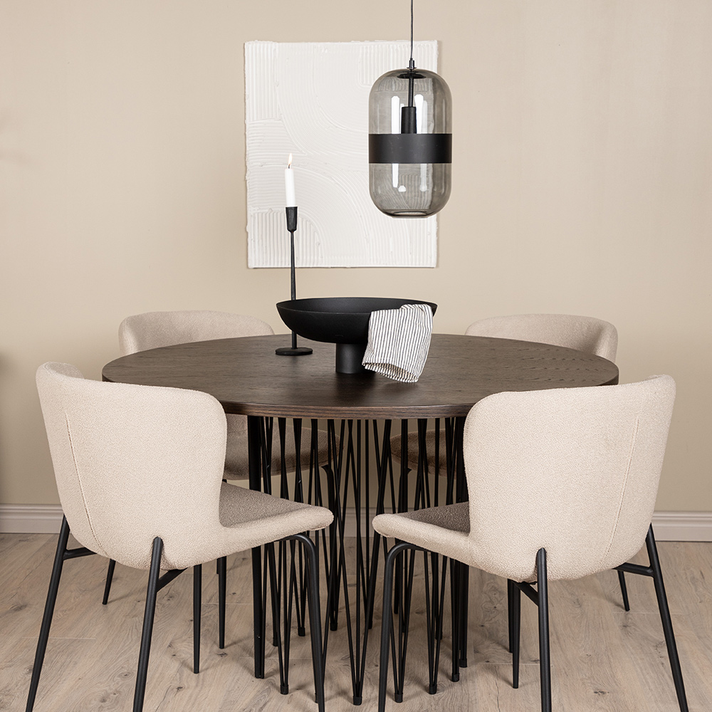 Spisegruppe Venture Home Stone Rund med 4 Modesto Stoler