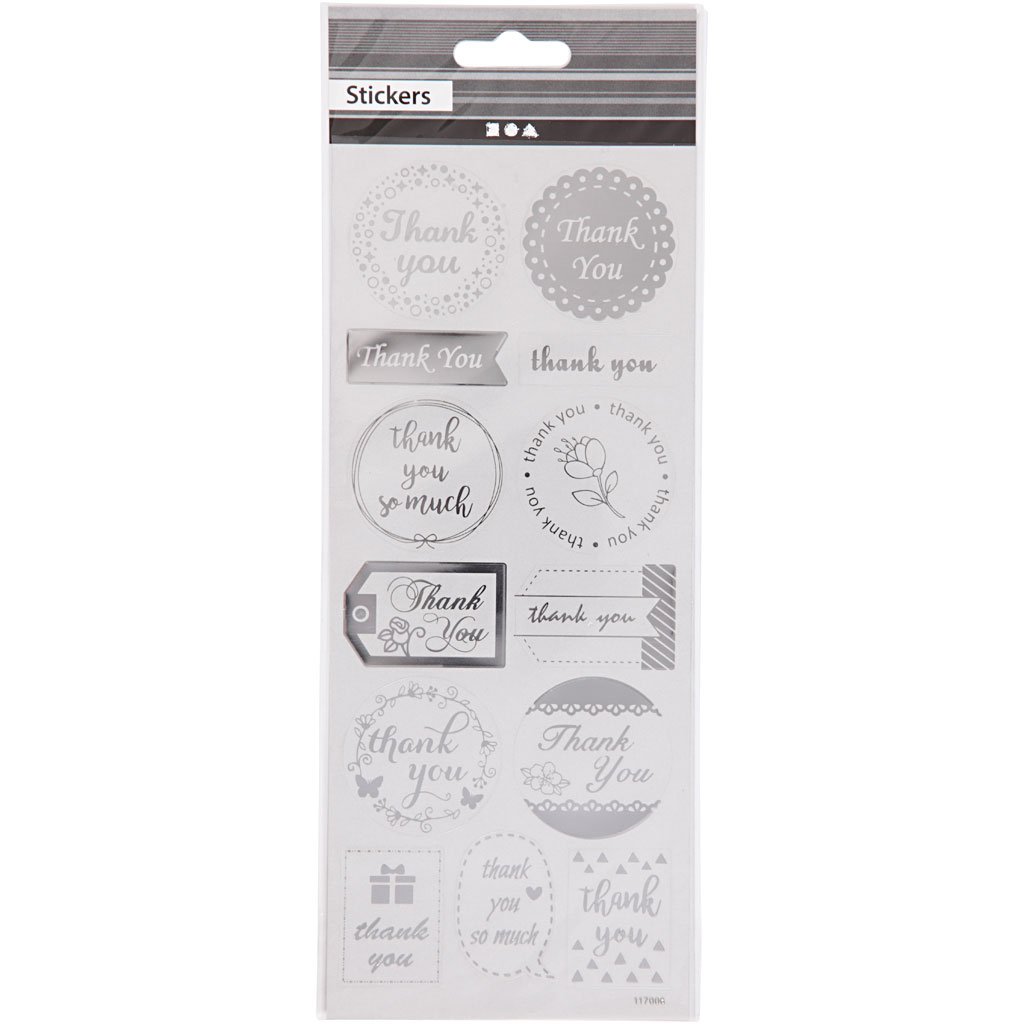 Stickers Creativ Company Thank You Sølv 10x24 cm