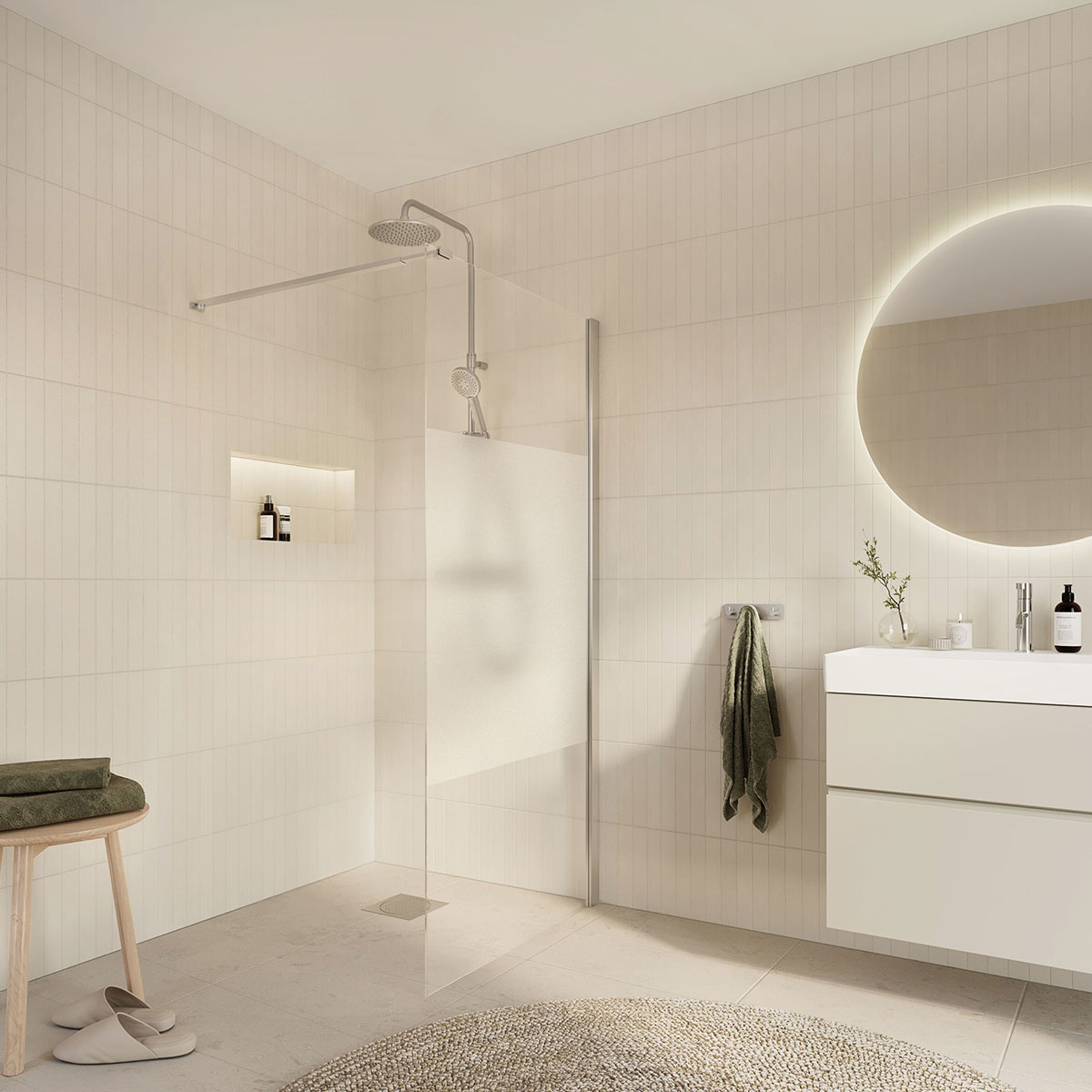 Dusjvegg Arrow Wall Delvis Frostet Glass