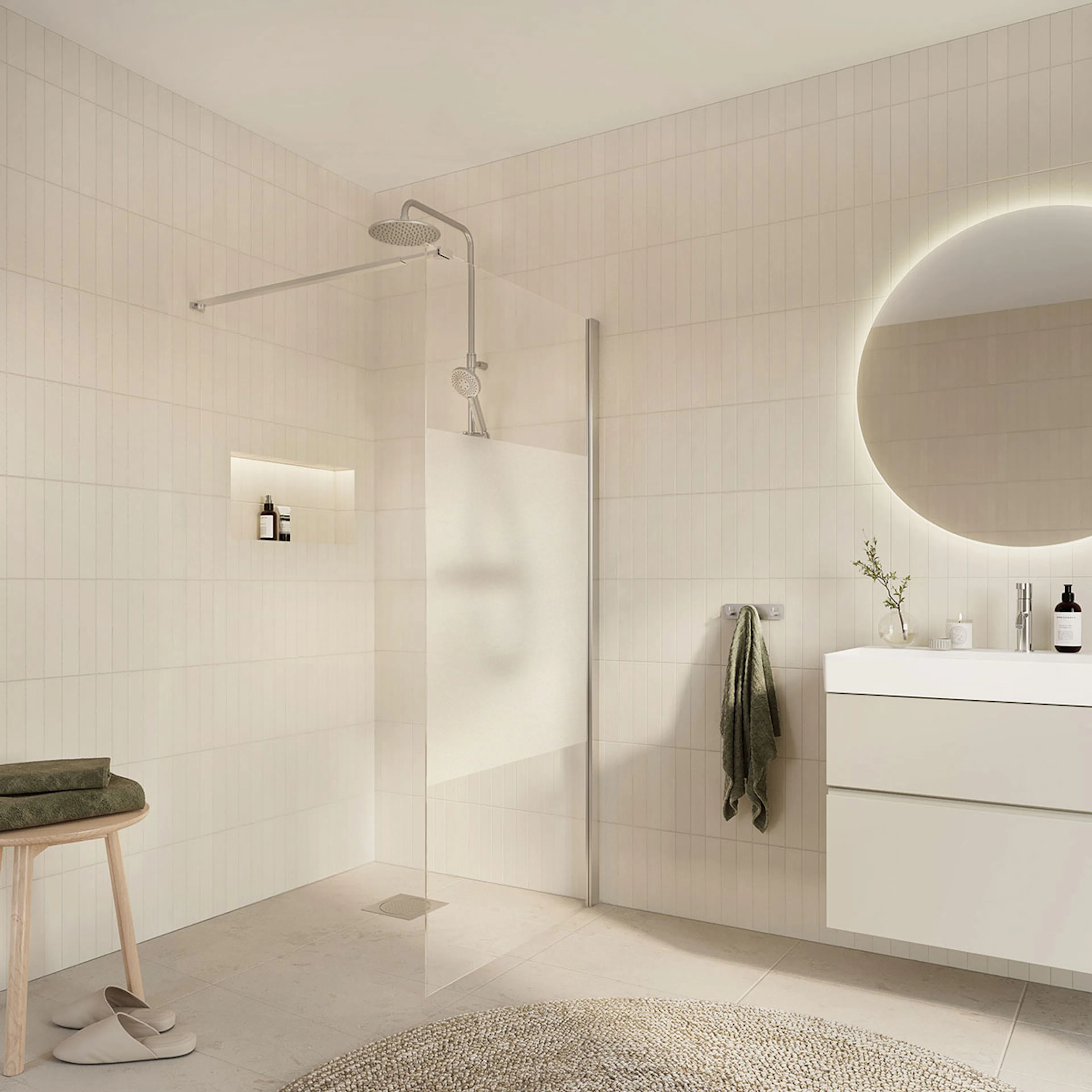 Dusjvegg Arrow Wall Delvis Frostet Glass