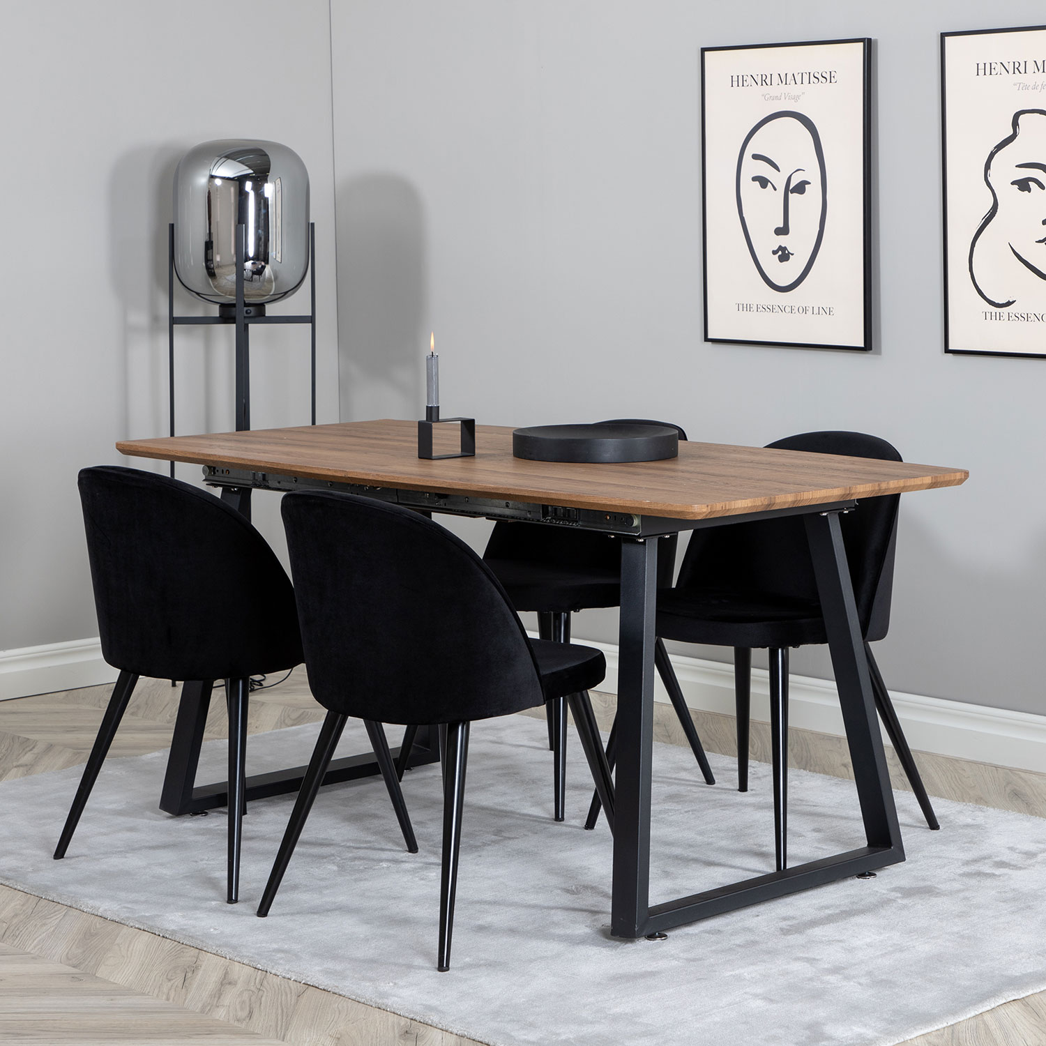 Spisegruppe Venture Home Inca med 4 Velvet Stoler