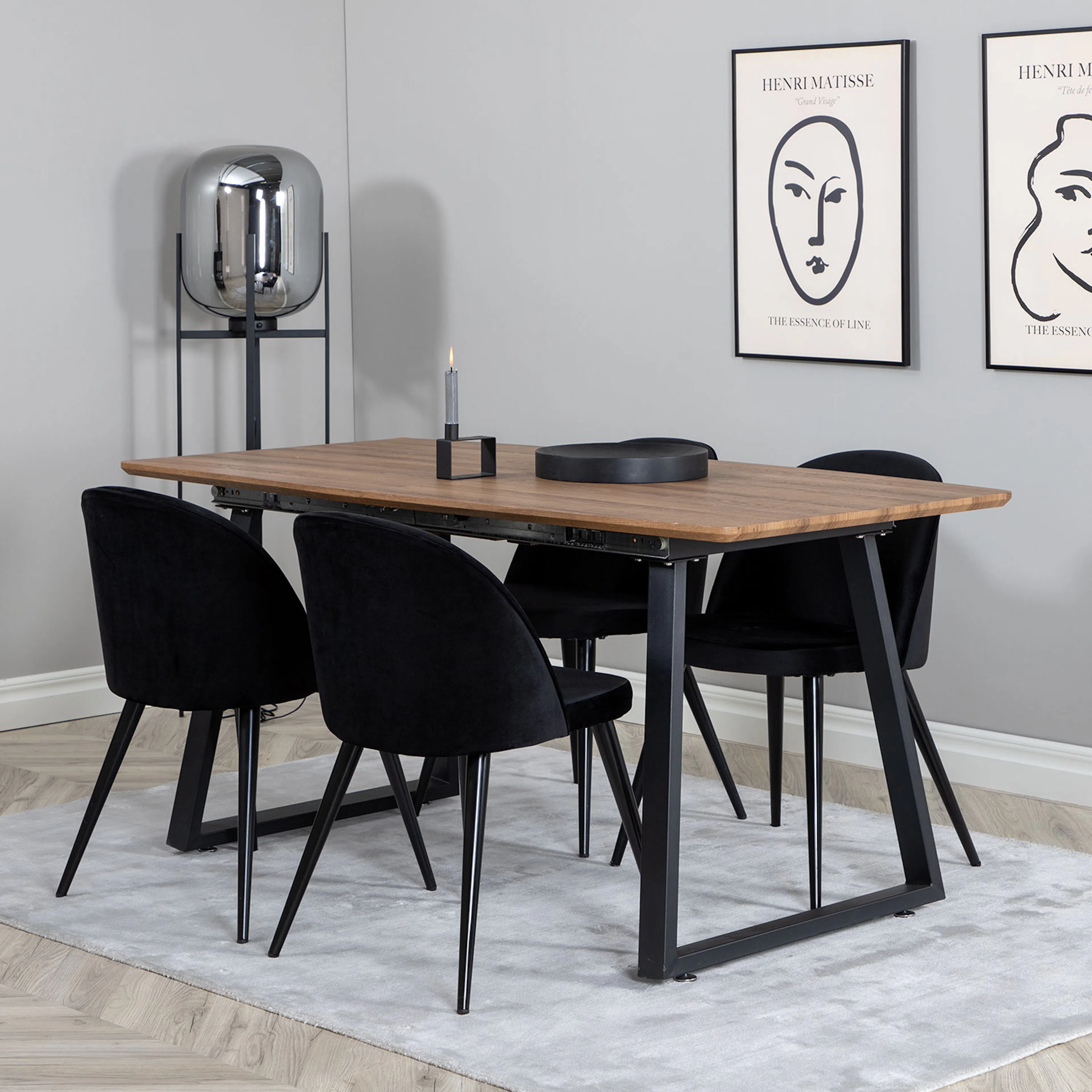 Spisegruppe Venture Home Inca med 4 Velvet Stoler