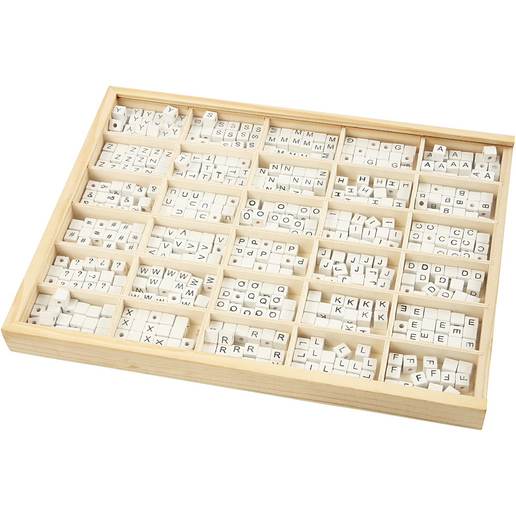 Bokstavperler Creativ Company hvit 8x8 mm Hullstr 3 mm 1 Pk