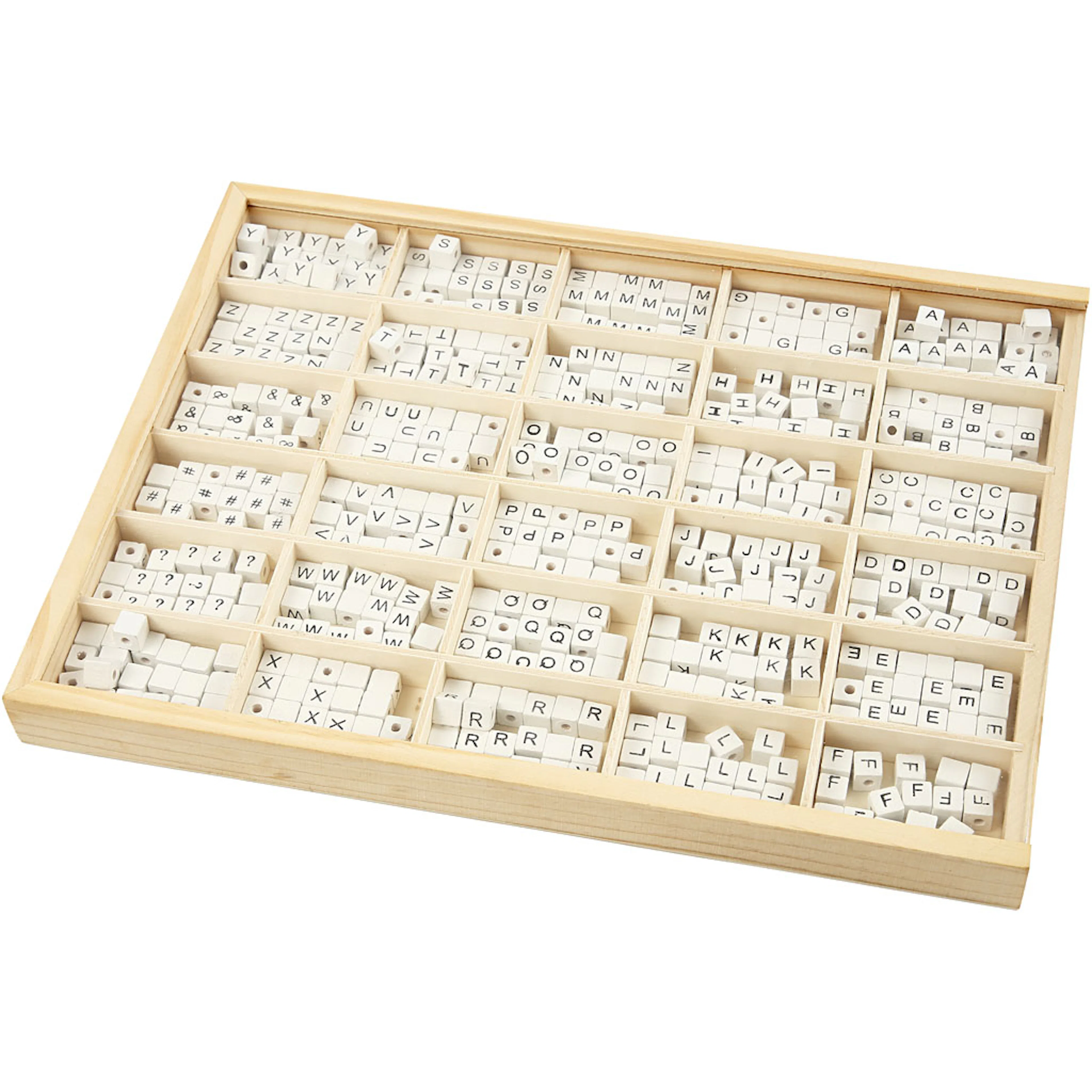 Bokstavperler Creativ Company hvit 8x8 mm Hullstr 3 mm 1 Pk