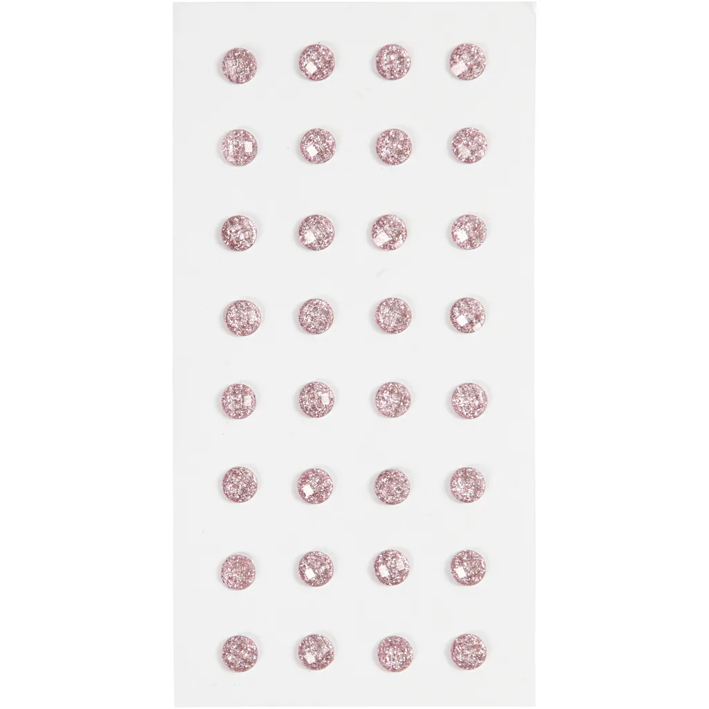 Rhinestones, ljusröd, Dia. 8 mm, 32 st./ 1 förp. Lyserød