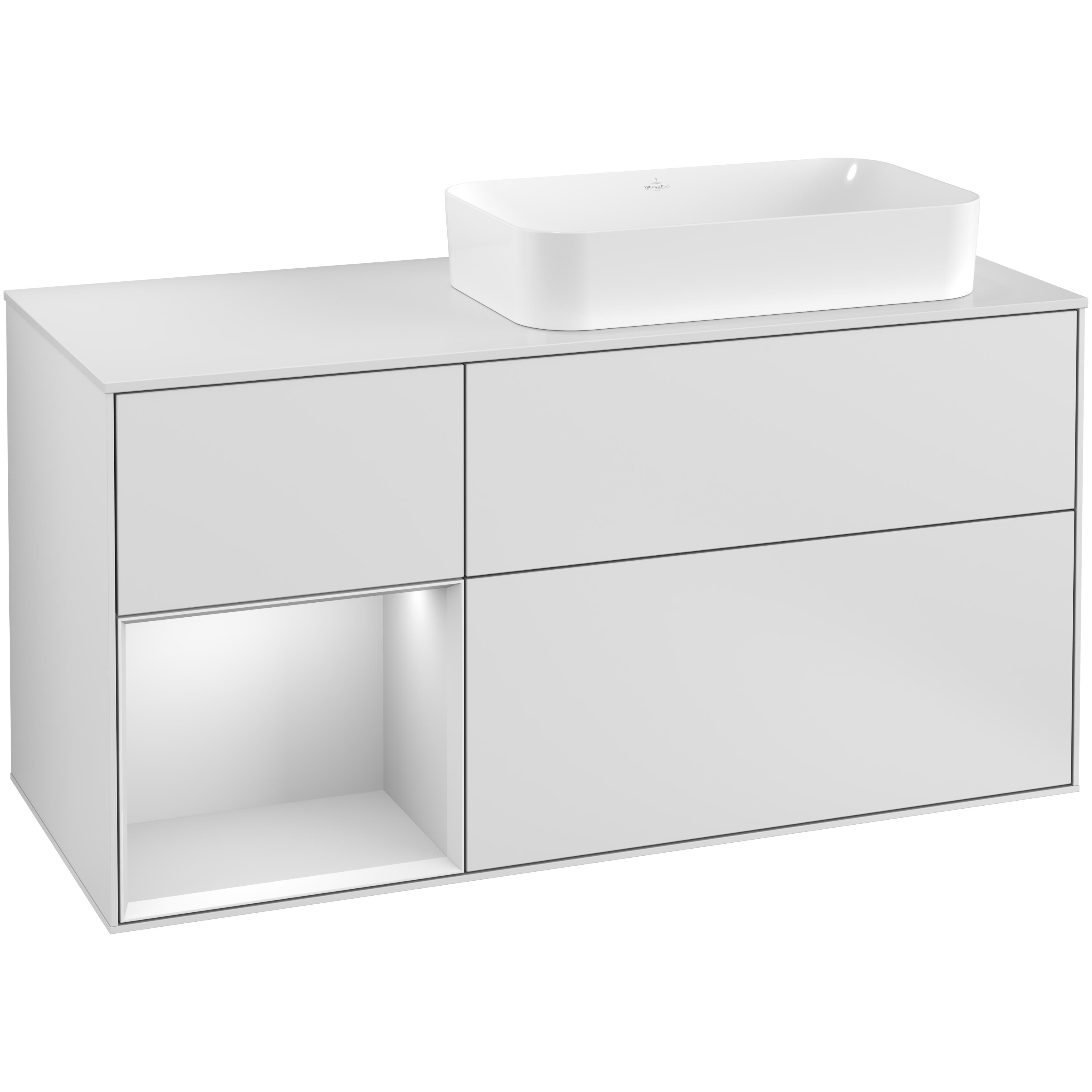 Tvättställsskåp Villeroy & Boch Finion med 3 Lådor Hylla och Bänkskiva för Ocentrerat Fristående Tvättställ