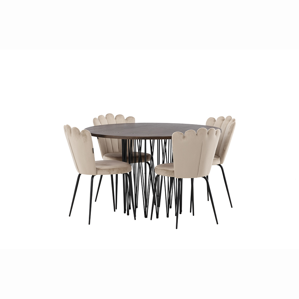 Spisegruppe furniture/fashion Stone Ø120 cm med 4 Limhamn Light Stoler