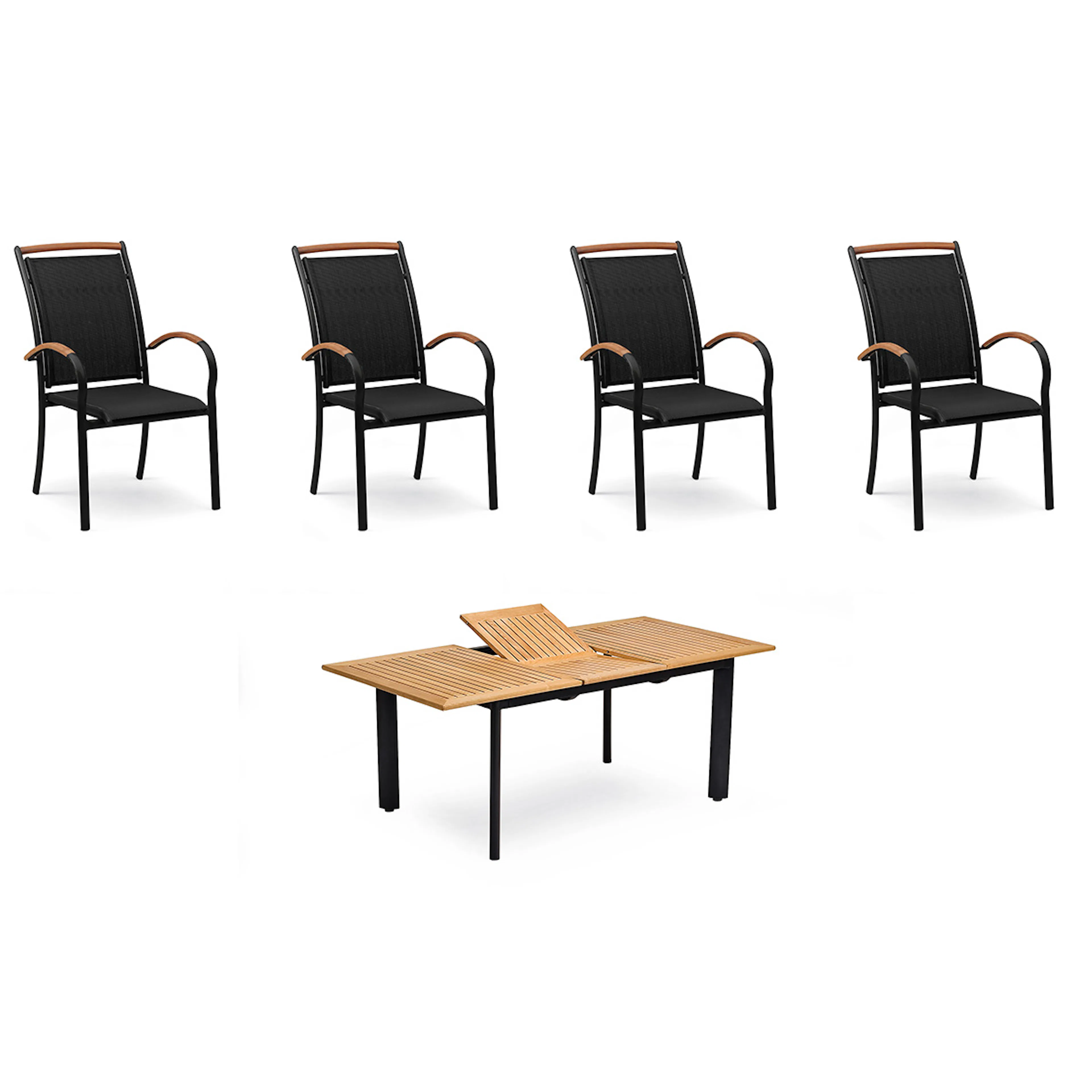 Spisegruppe Hage Hillerstorp Nydala 4stk Stoler med Utrekkbart Hagebord 90x150-200 cm