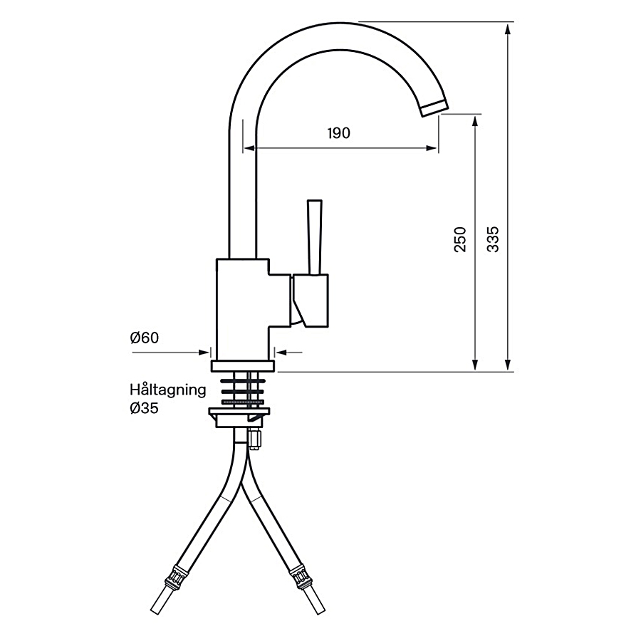 Köksblandare Tapwell EVO 180 Polerad Mässing Polerad Mässing