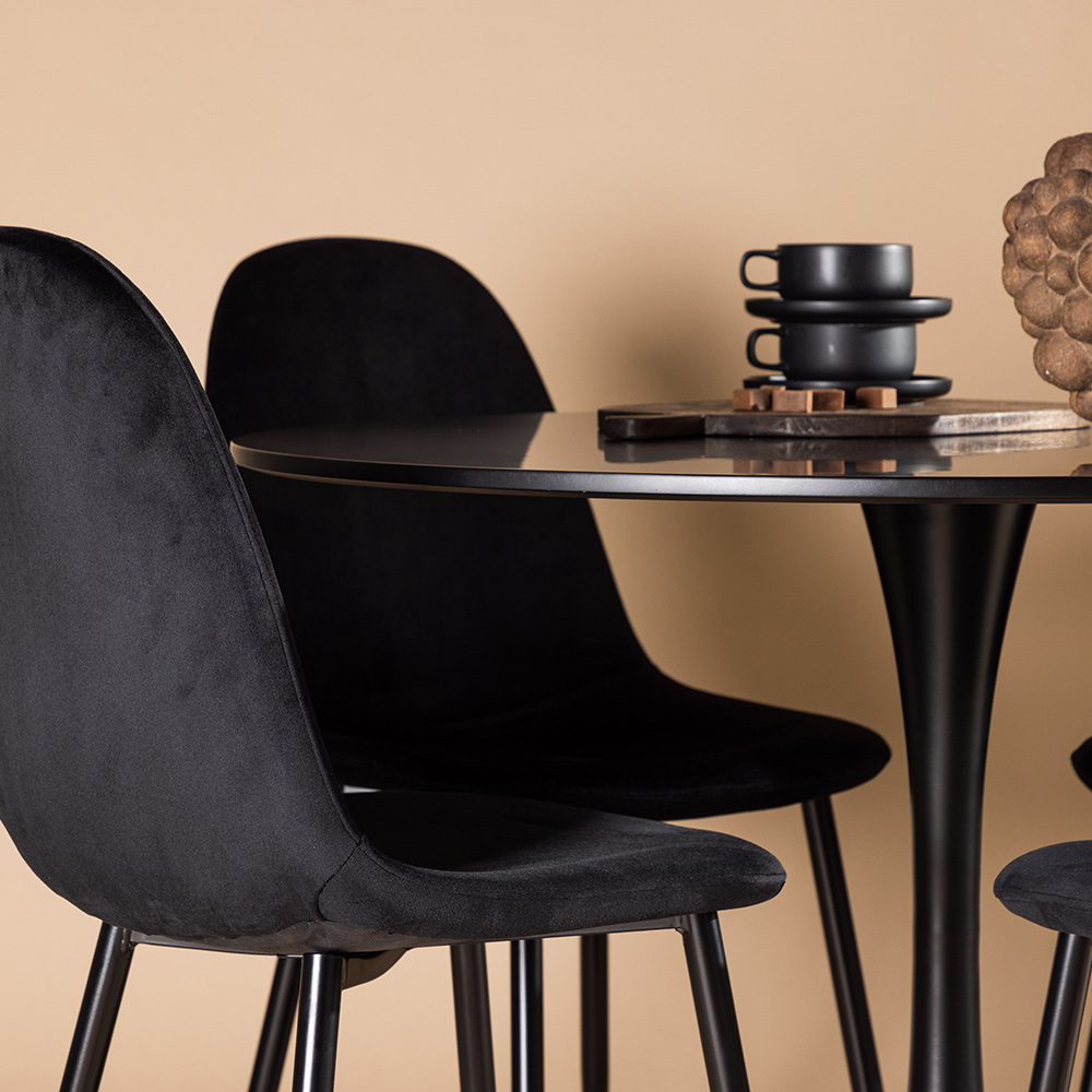 Spisegruppe Venture Home Glade Ø 100 cm med 4 Polar Stoler Fløyel