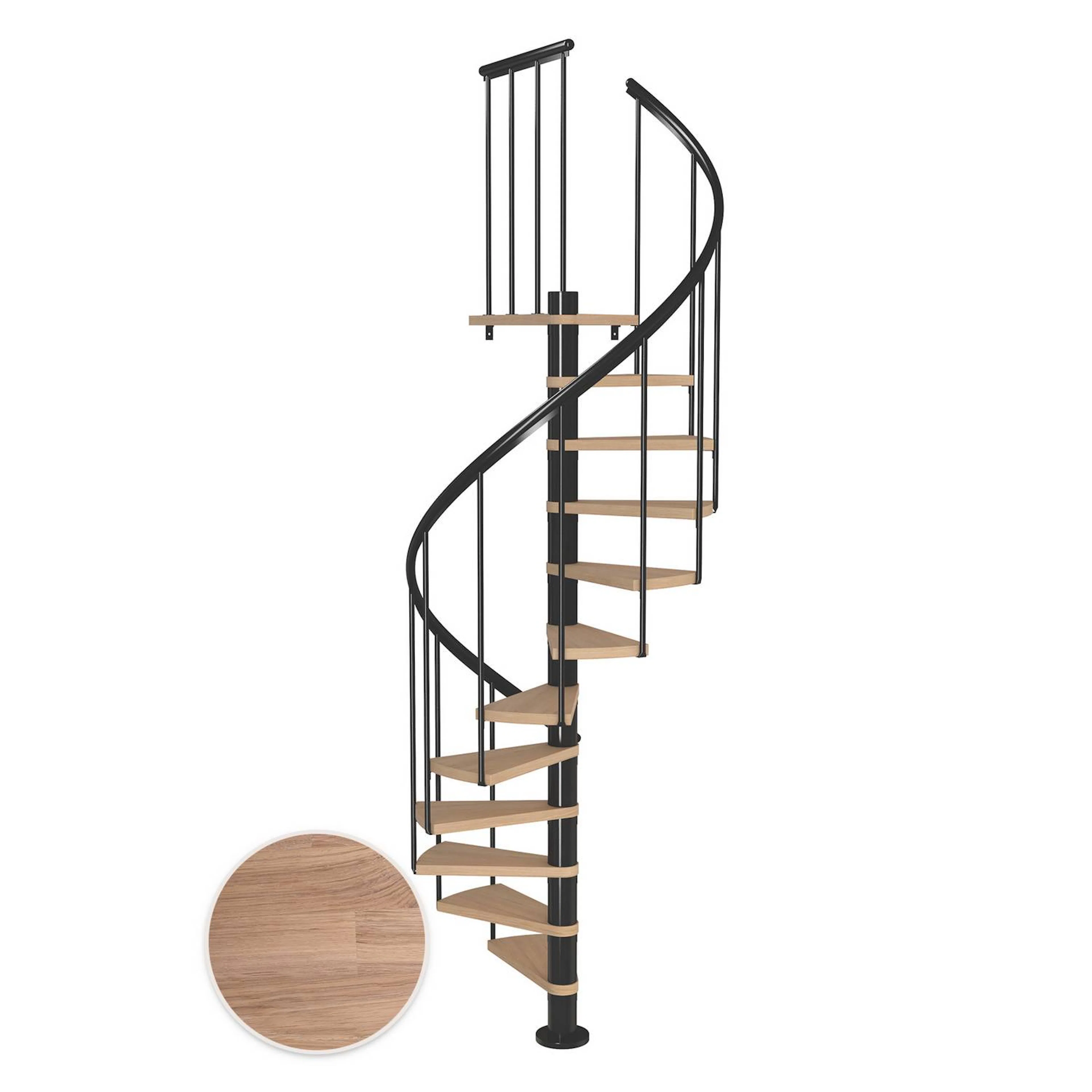 MONTREAL spiral ek vit oljad antracit CLASSIC2 12T Ø120 Antrasitt, Høyde gulv til gulv: 2700-3090 mm, 12+1 trinn