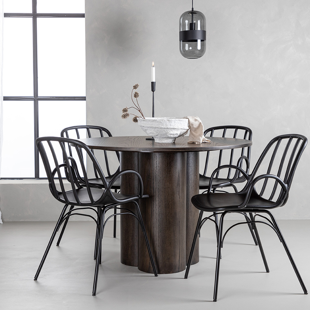 Spisegruppe Venture Home Olivia Ø 110 cm med 4 Dyrön Stoler