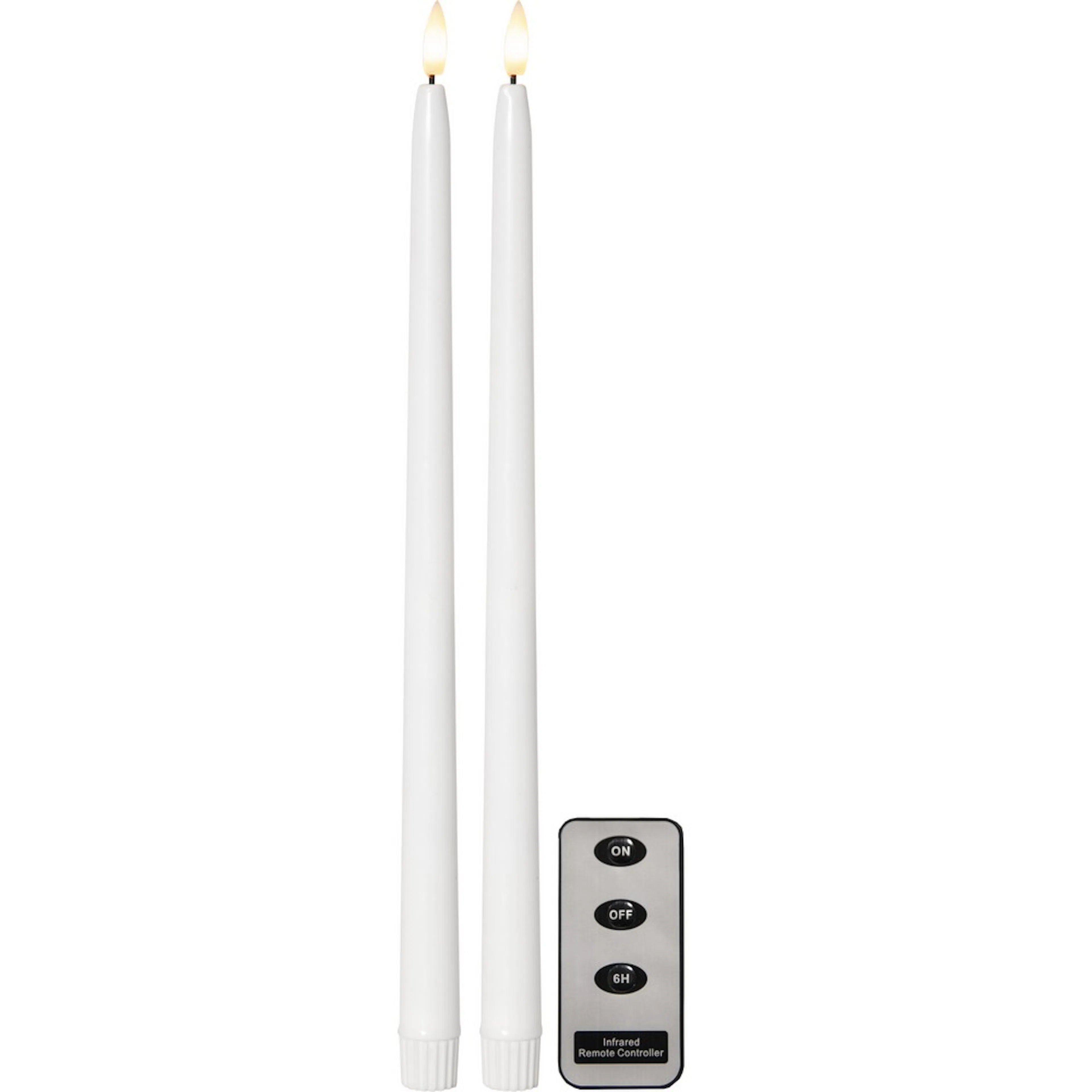 Antikklys Star Trading 2p Flamme Slim 38 cm Hvit