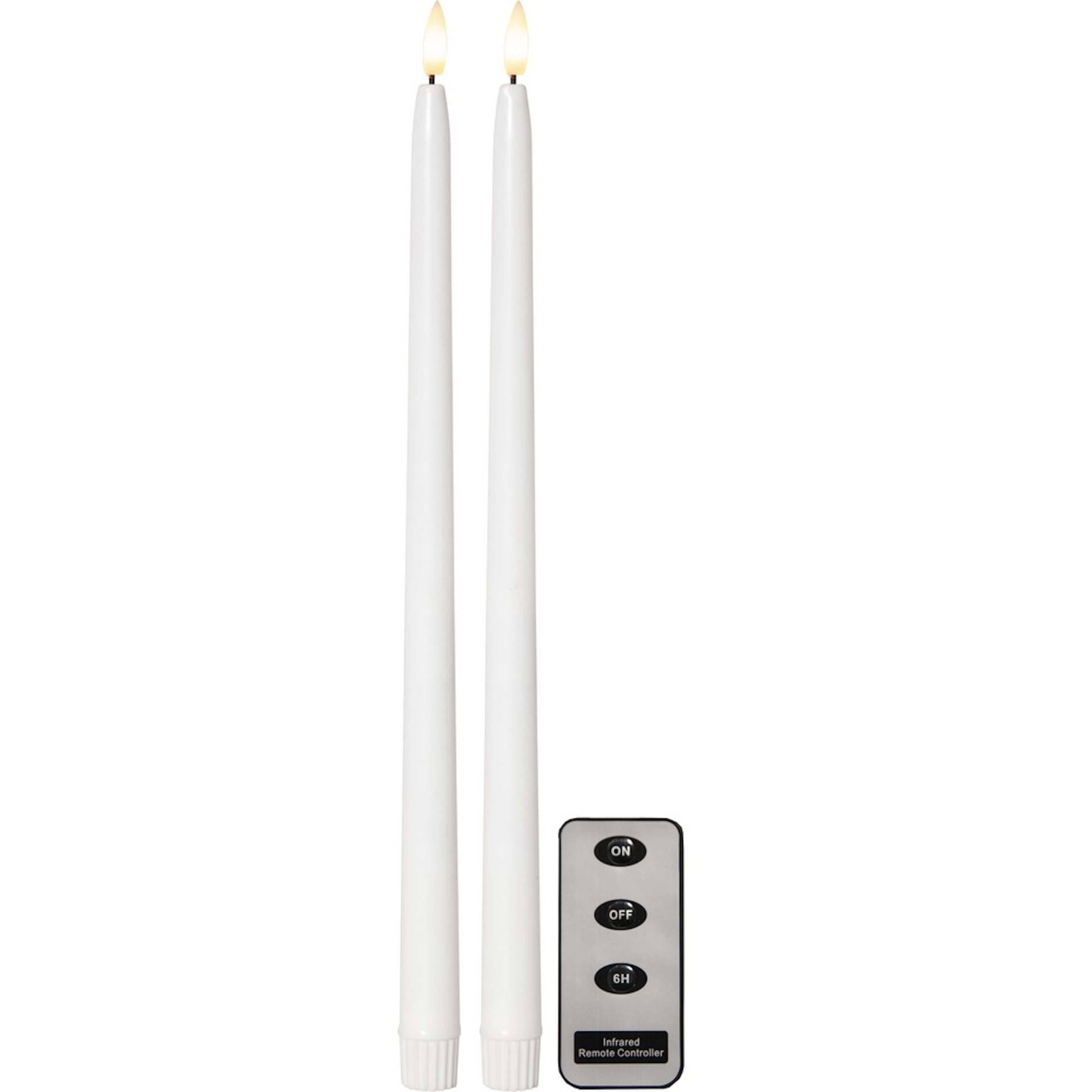 Antikklys Star Trading 2p Flamme Slim 38 cm Hvit