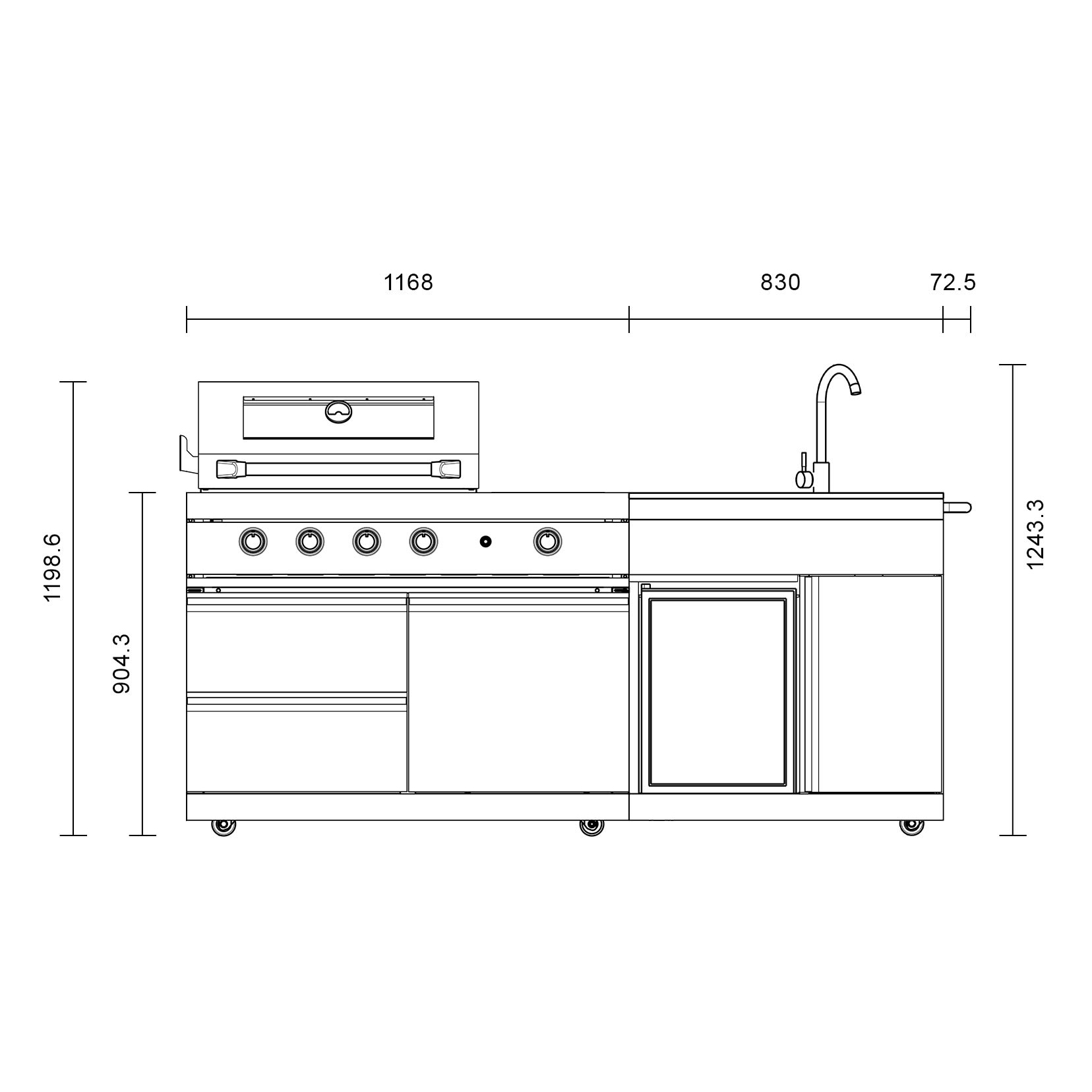 Frittstående Utekjøkken Myoutdoorkitchen Pure Compact Rustfritt Stål