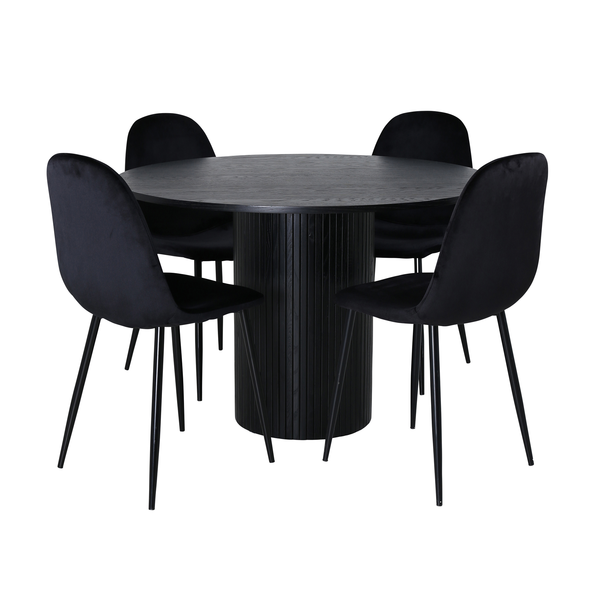 Spisegruppe Venture Home Bianca Rund Sort med 4 Pobbie Stoler