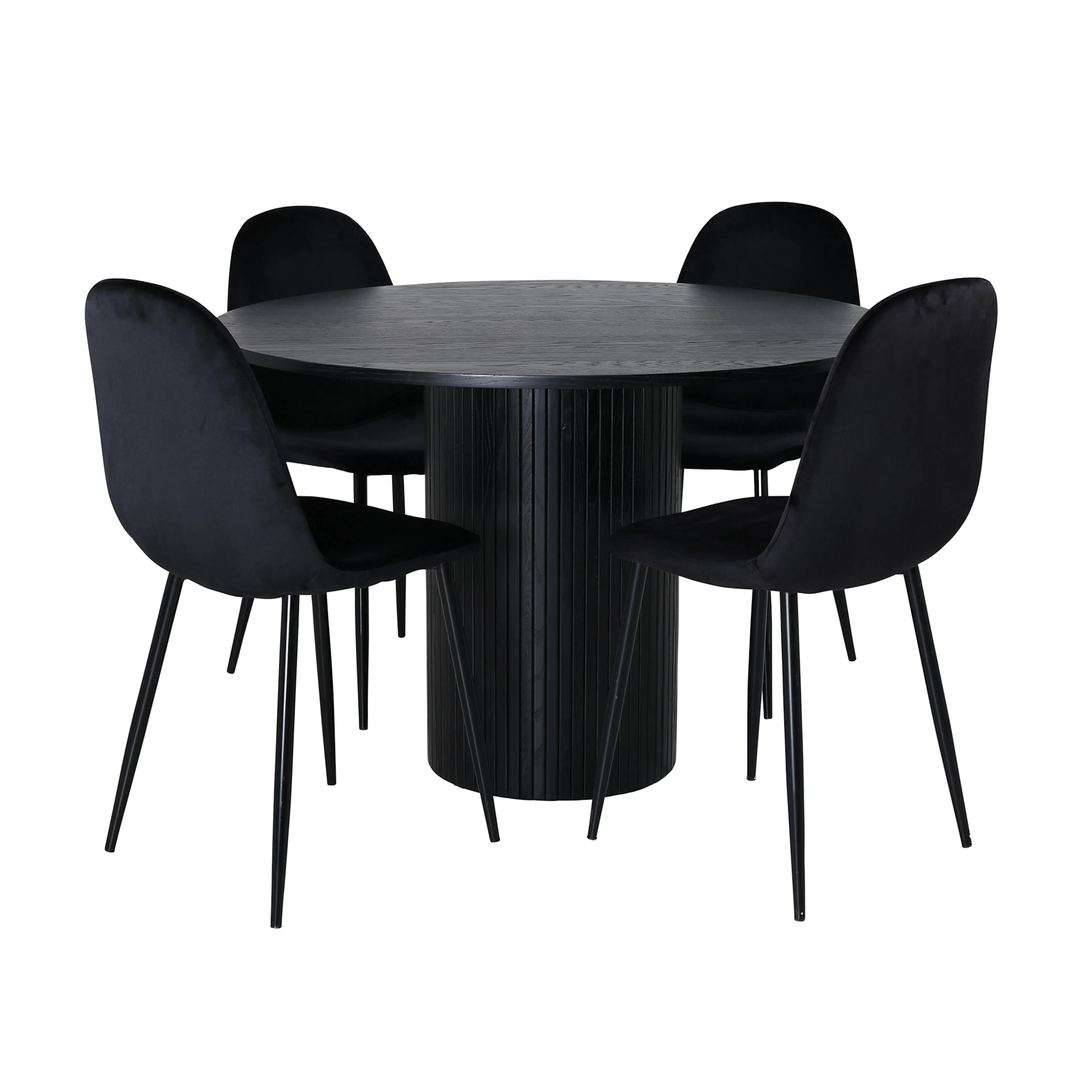 Spisegruppe Venture Home Bianca Rund Sort med 4 Pobbie Stoler