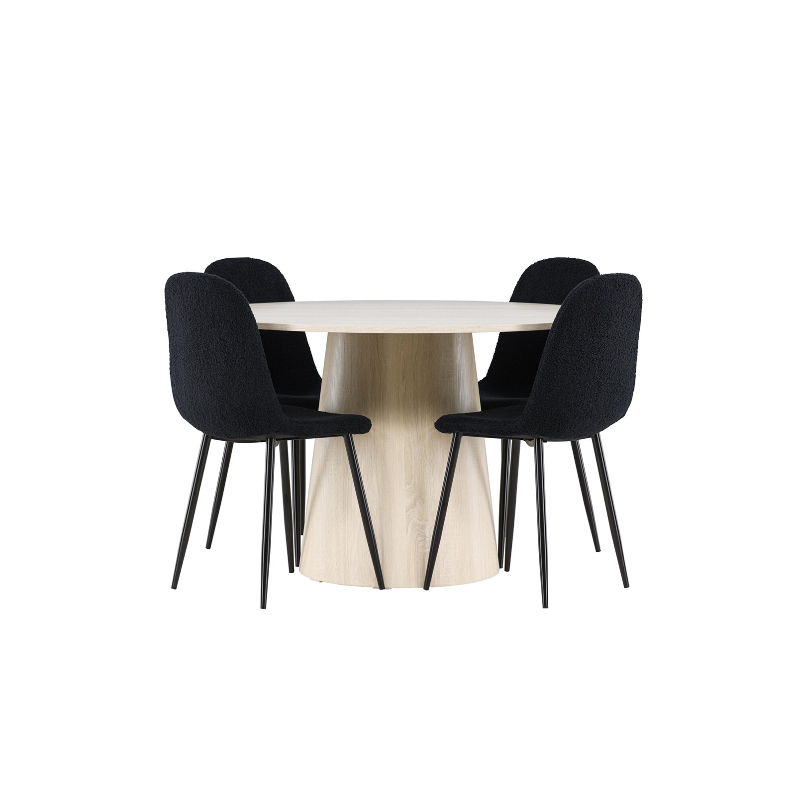 Spisegruppe Venture Home Lanzo Ø120 med 4 stk Polar Stoler Teddy