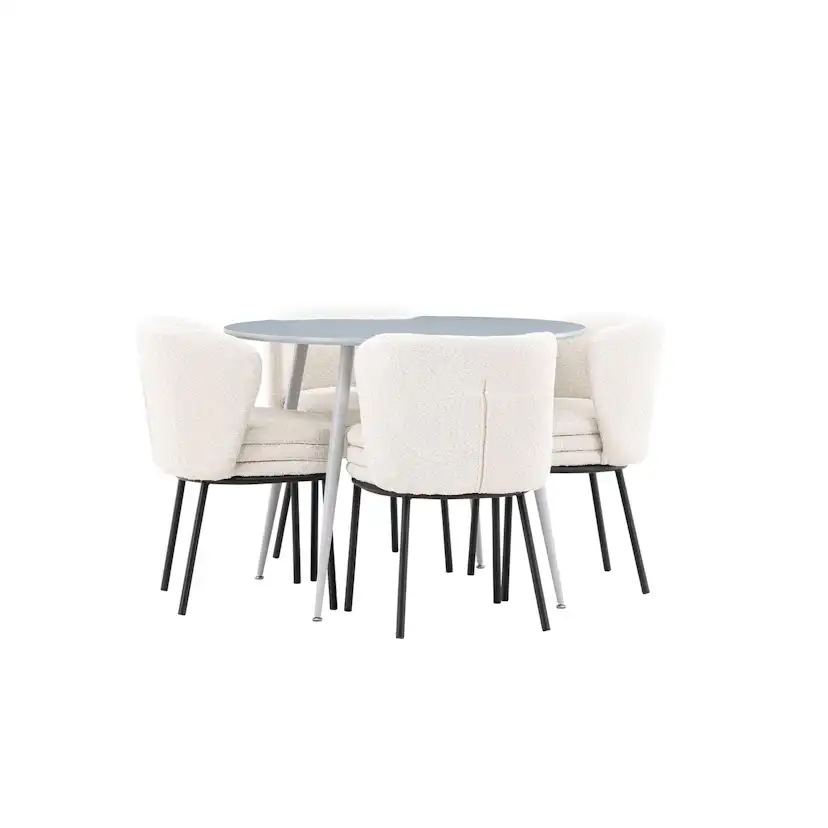 Spisegruppe Venture Home Plaza Ø100 med 4 stk Agnes Stoler