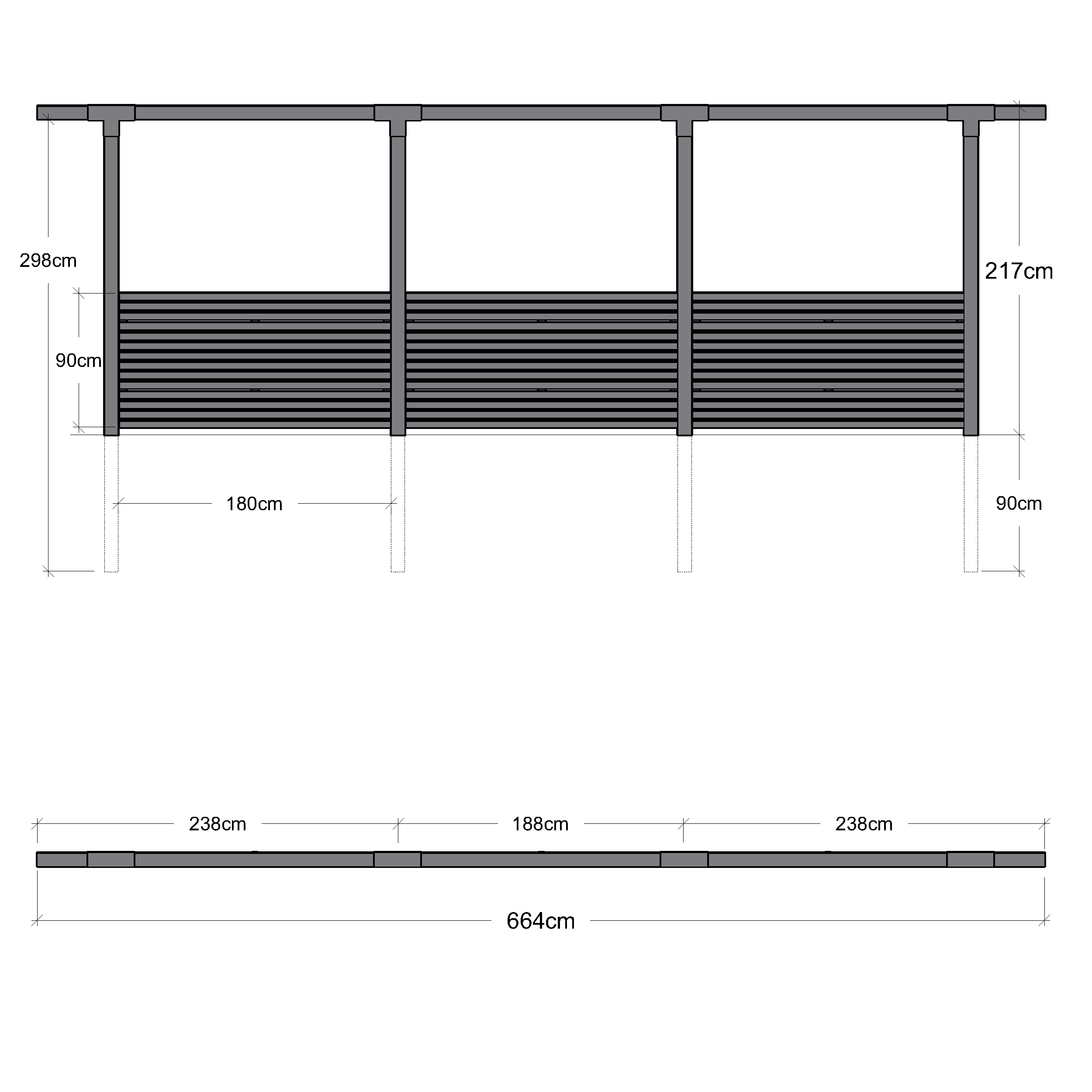 Pergola PLUS Cubic 3 Moduler inkludert Tokyo Vegg
