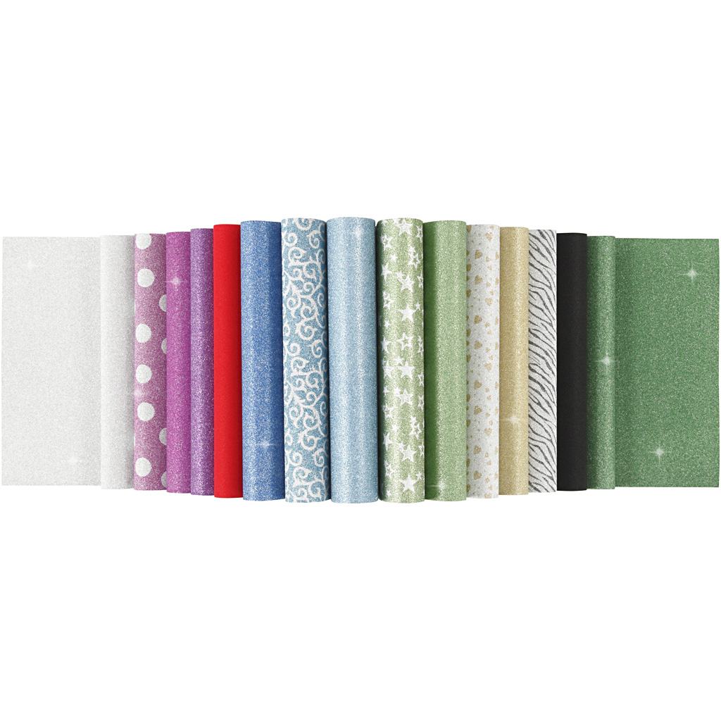 Glitterpapir Creativ Company i Blokk A4 210x297 mm 150 g 30 Ark/ 1 stk