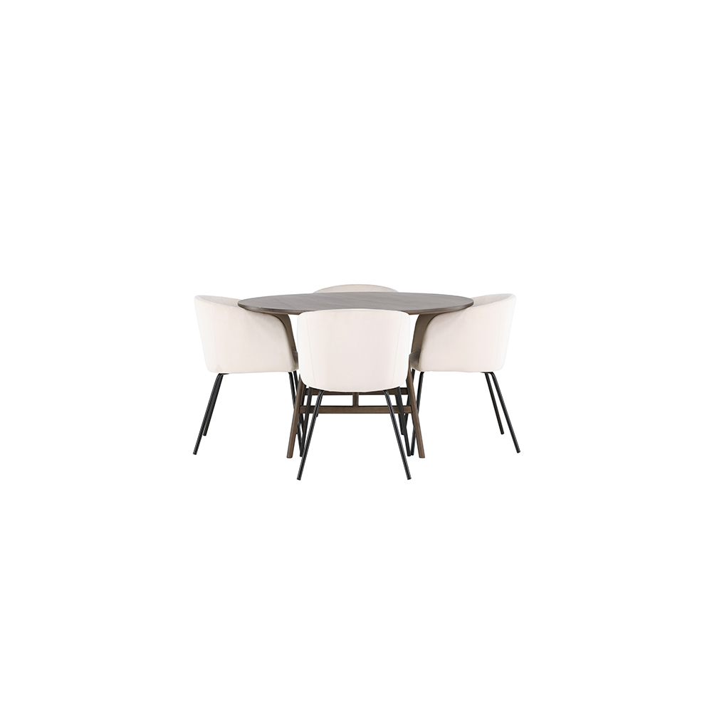 Spisegruppe Venture Home Kaseidon Ø100 cm med 4 stk Berit Stoler