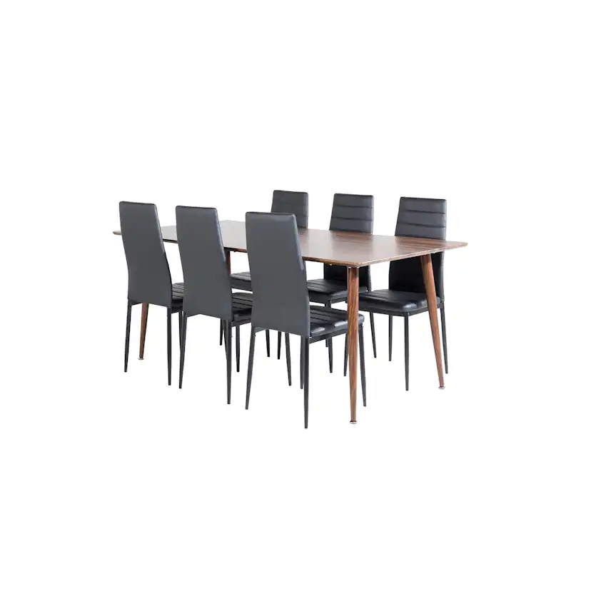 Spisegruppe Venture Home Pobbie med 6 Sly Stoler Kunstlær